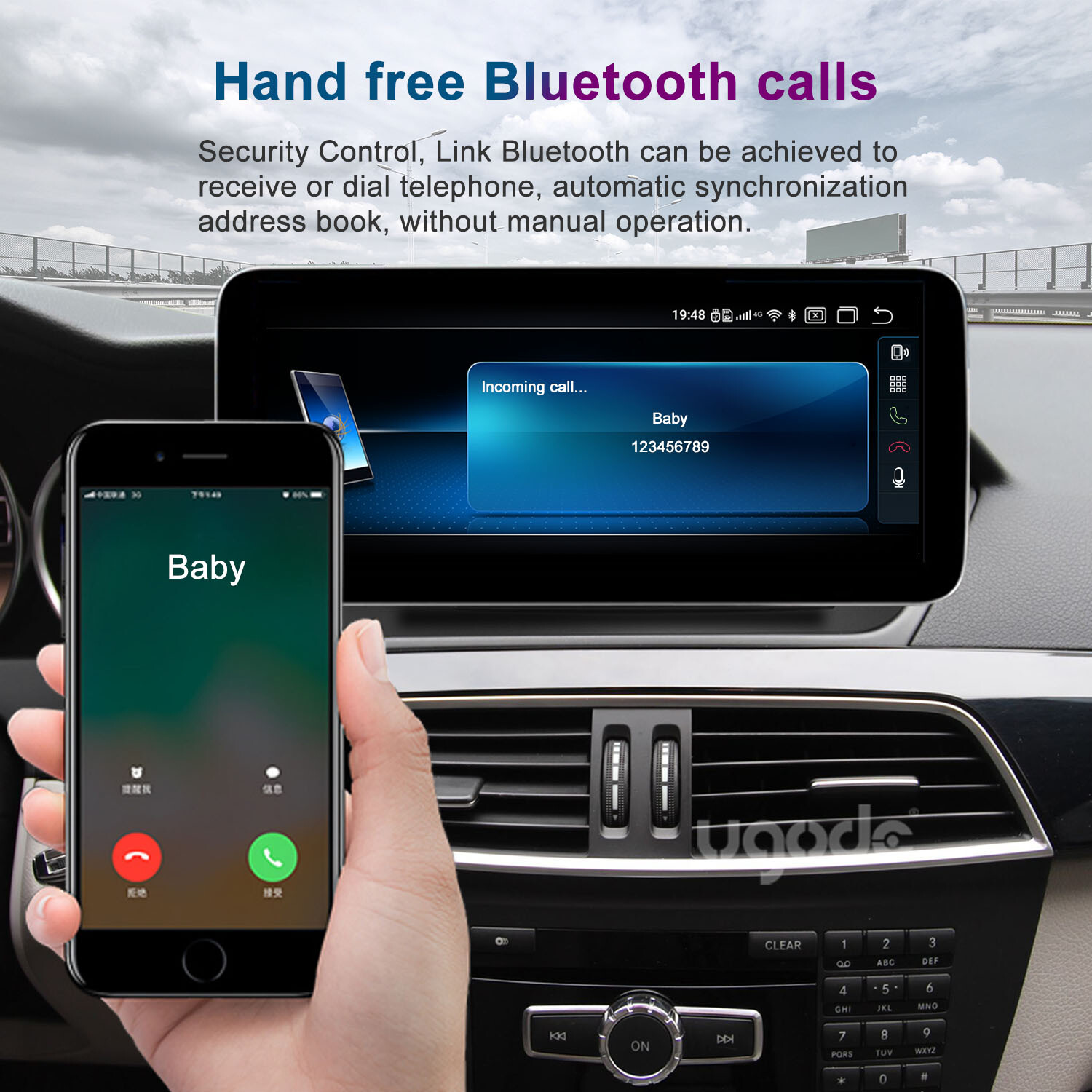 10.25inch Android Screen CarPlay GPS Mercedes Benz C class W204 S204 2011-2013