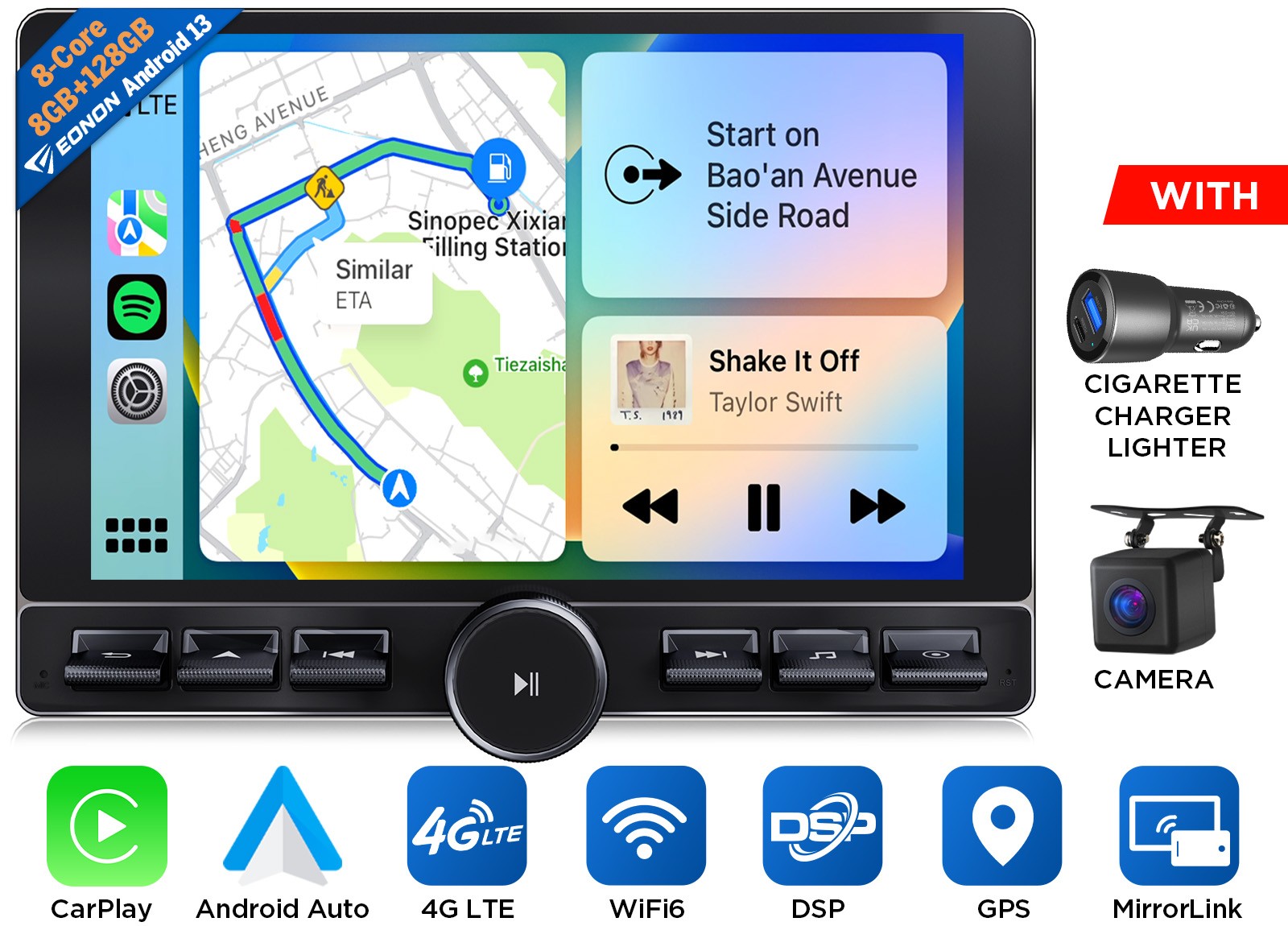 Eonon UX6K PRO MAX Android 13 8+128GB 10.1″Car Stereo Radio Carplay GPS 4G 2 DIN