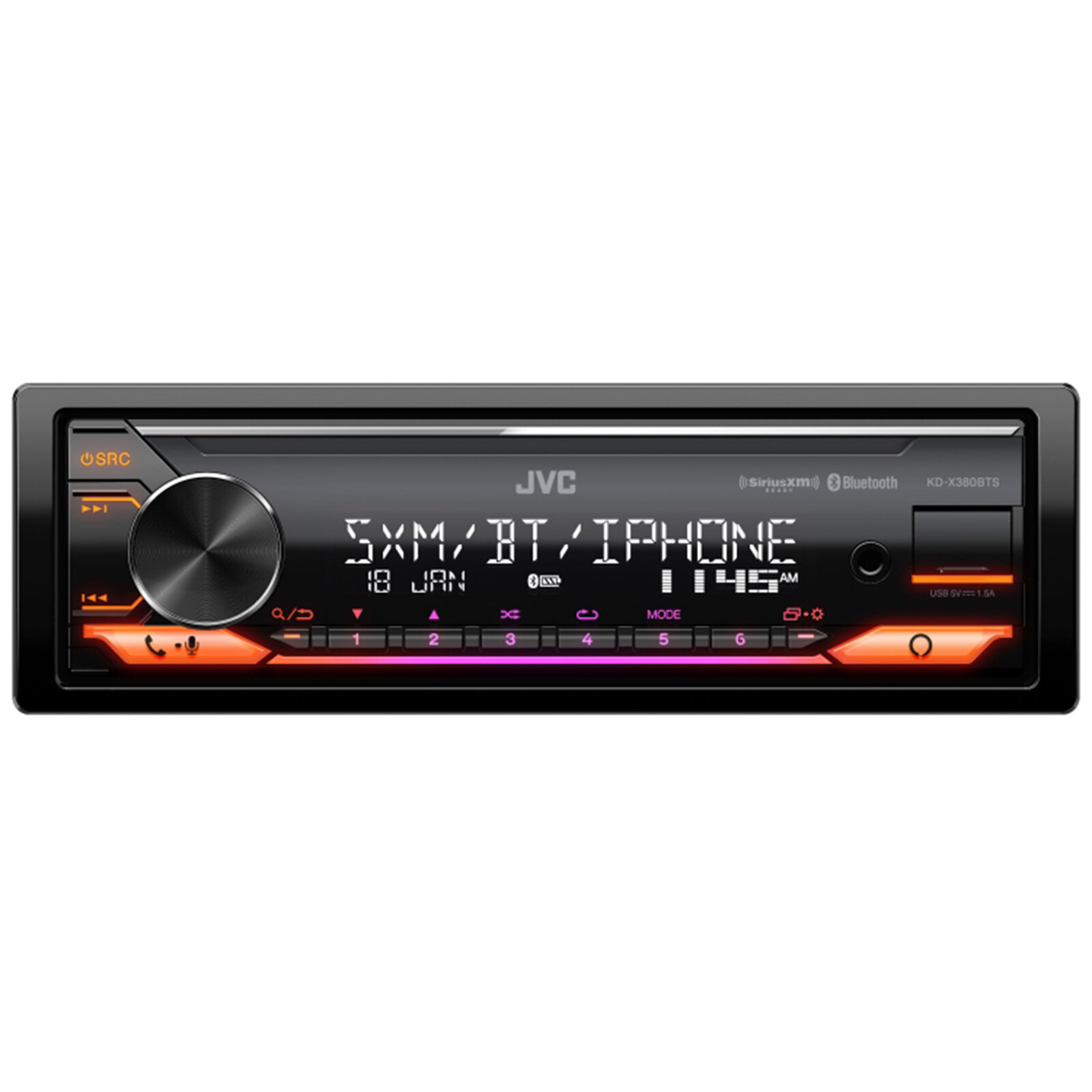 JVC KD-X380BTS Single DIN Bluetooth USB AUX AM/FM Radio Car Stereo Receiver