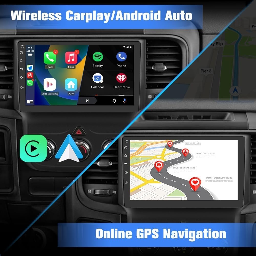 9″ 64G Android Auto Carplay for Dodge RAM 1500 2500 3500 2013-2019 (Manual AC)