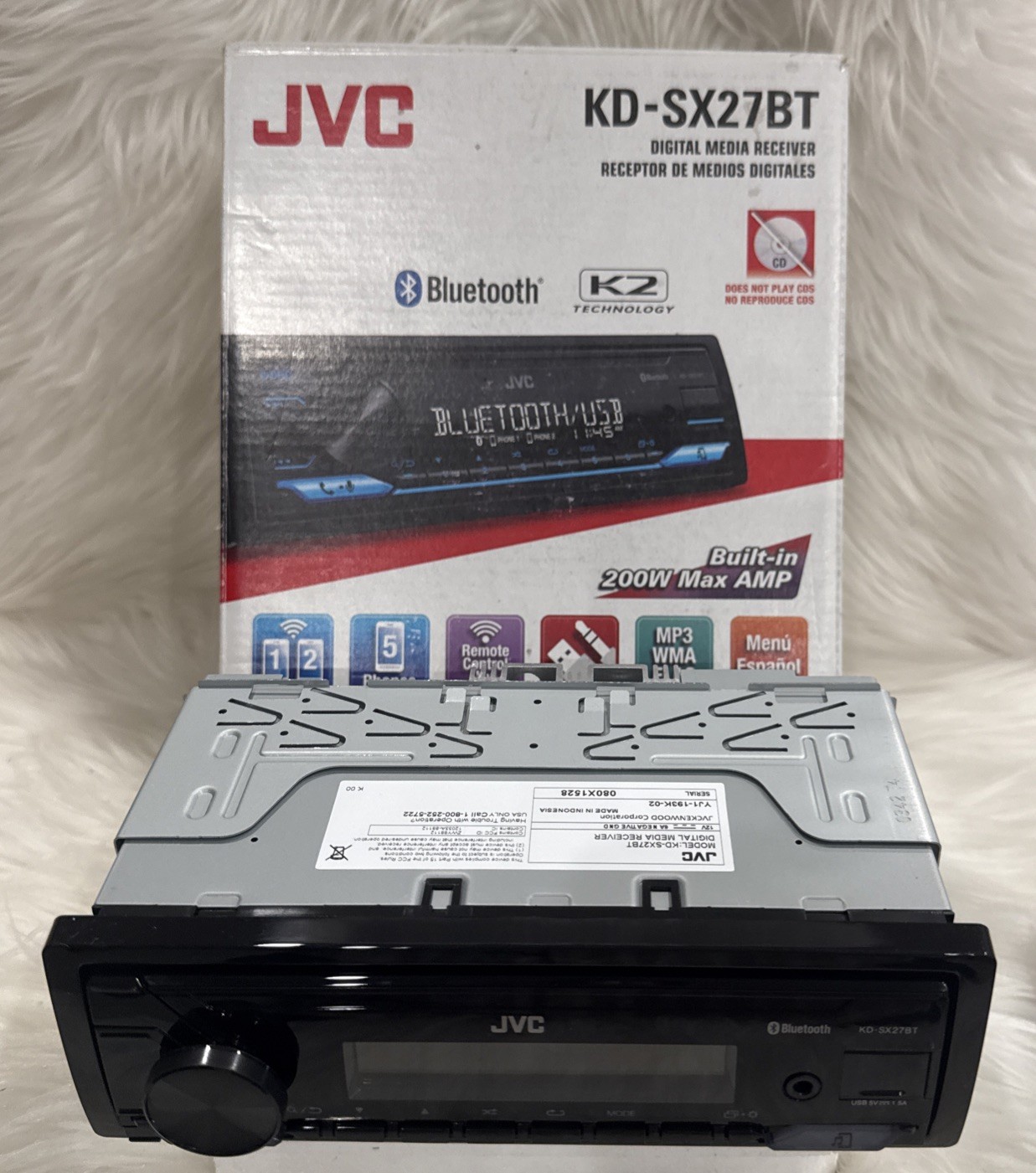 JVC KD-SX27BT Car Stereo with Bluetooth, 200W Digital Media Receiver-OPEN BOX!