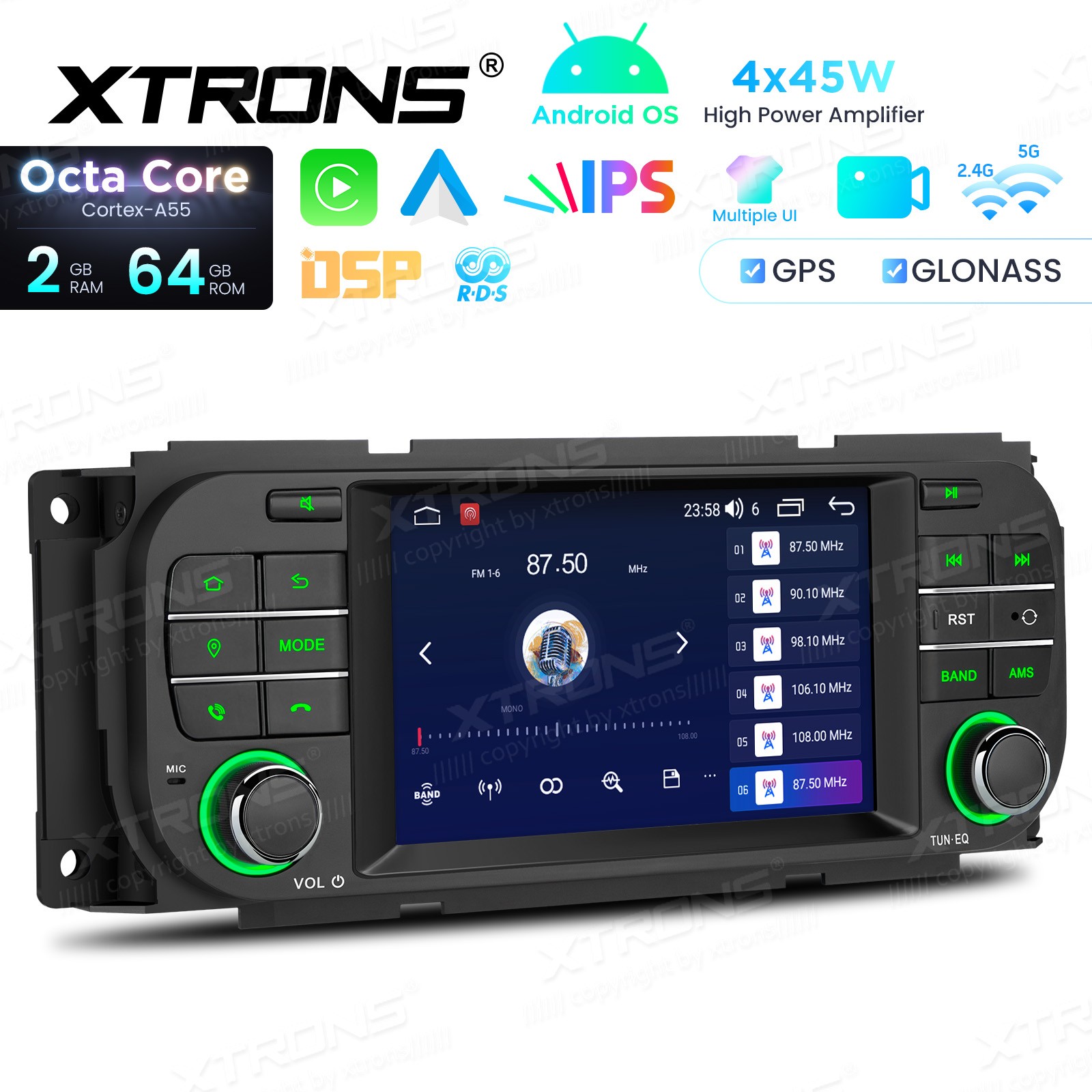 32GB Android 13 For Jeep Wrangler Dodge Chrysler BT Carplay Car Radio GPS Stereo