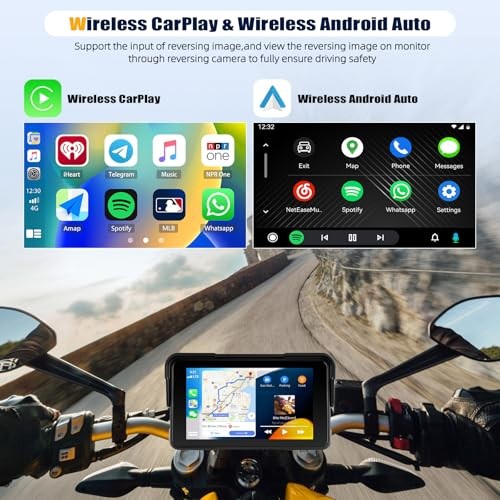 CarPlay Screen for Motorcycle,Portable Carplay/Android Auto for Motorcycle,5