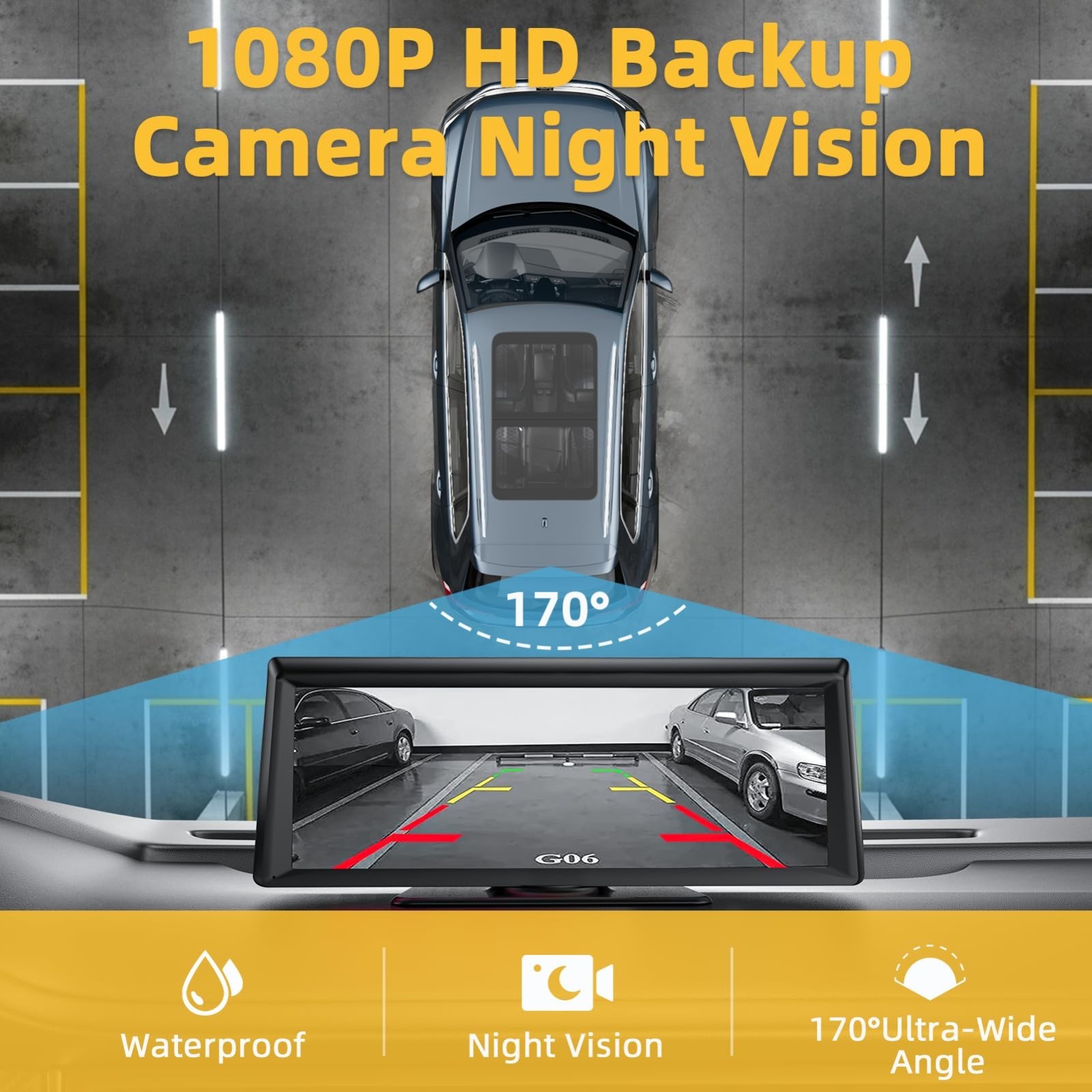 8.1″ HD Wireless Carplay Stereo with 2K Dash Cam, Bluetooth, GPS, Voice Control,
