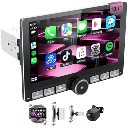 10.1″ 360° Rotatable Touchscreen Car Stereo with 10.1″-Single Din-2+64G