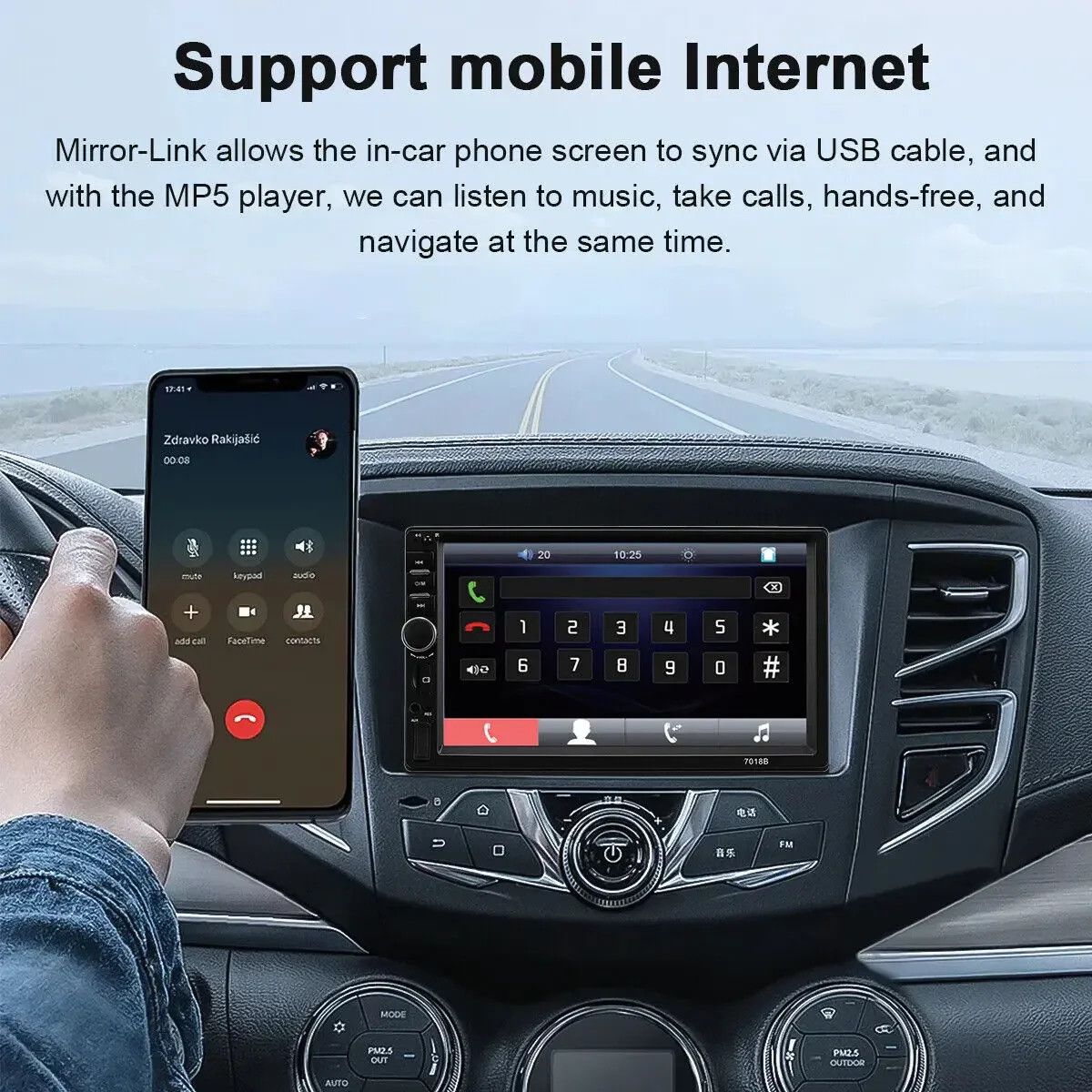 Universal 7″ 2 DIN Car Stereo Bluetooth MP5 FM Radio Mirror Link USB AUX