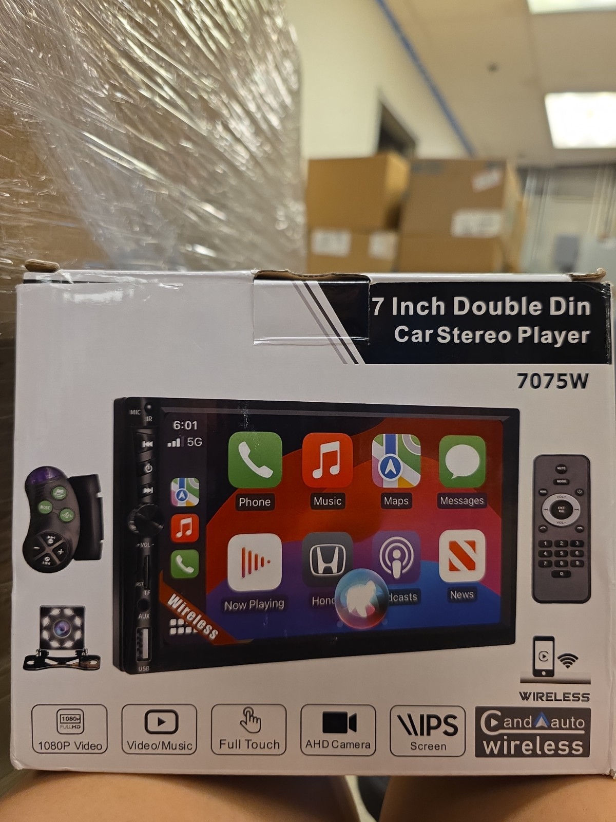 7 Inch Double DIN Apple CarPlay Android Auto Car Stereo Touch Screen FM USB BT