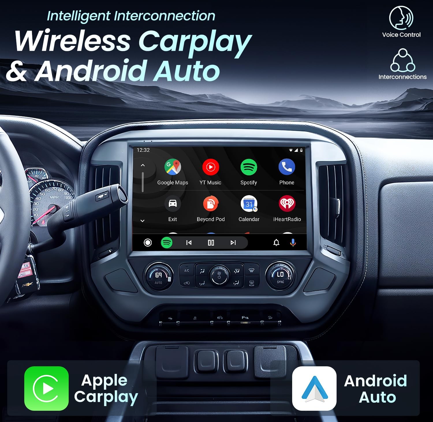 13.1” Radio Carplay Android 13 For Chevy Silverado GMC Sierra 2014-2018+Camera