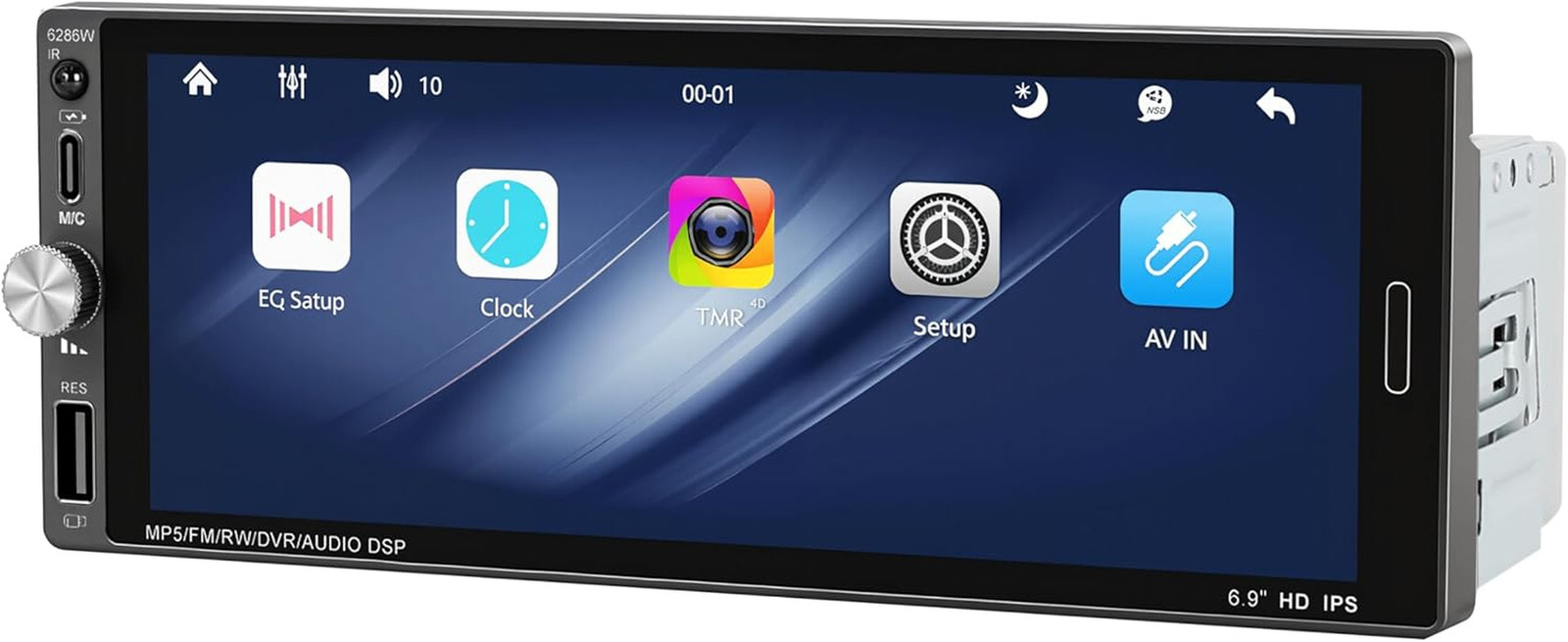 Single Din Car Stereo Wireless Carplay Android Auto, 6.9 Inch Bluetooth5.2 Car