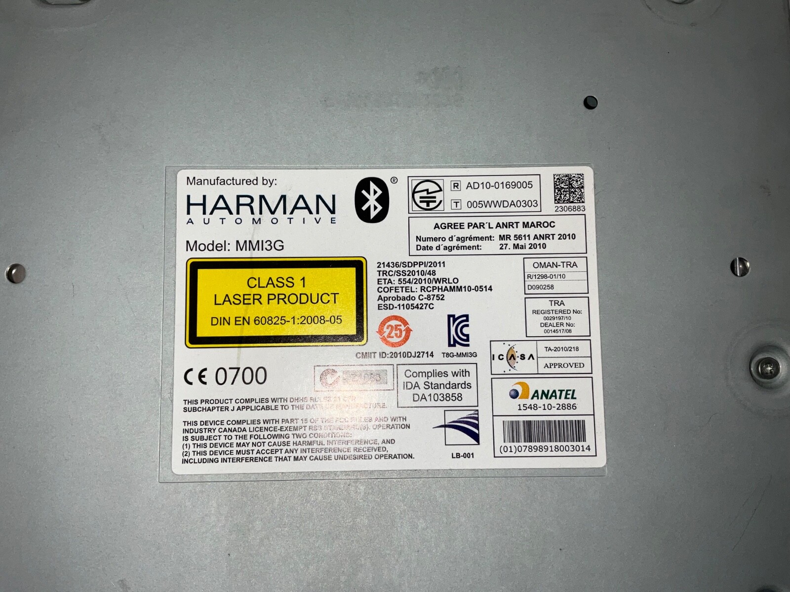 2015 Audi A6 CD PLAYER FM AM Module Control Panel AD100169005 OEM