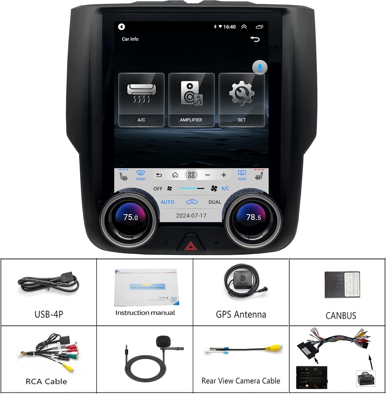 10.4″ For 2013-2018 Dodge RAM 1500 2500 3500 Car Radio GPS Carplay Stereo