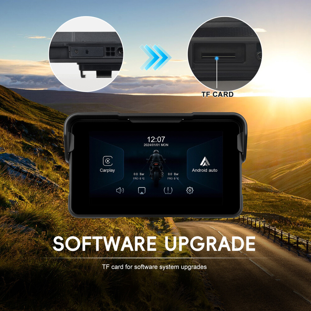 5″ Waterproof Motorcycle Navigator Portable Wireless CarPlay Android Auto Screen