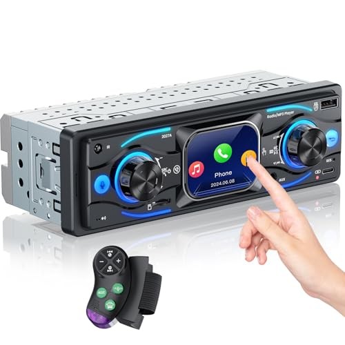 Single DIN Car Stereo with Touchscreen, Bluetooth Audio, Car Radio Receiver,