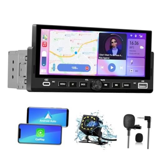 Single Din Car Stereo, 6.86 Inch CarPlay & Android Auto HD IPS 6.86 in