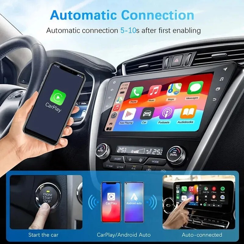 2 in 1 Android Auto Wireless Adapter & Wireless CarPlay Adapter dongle Converts