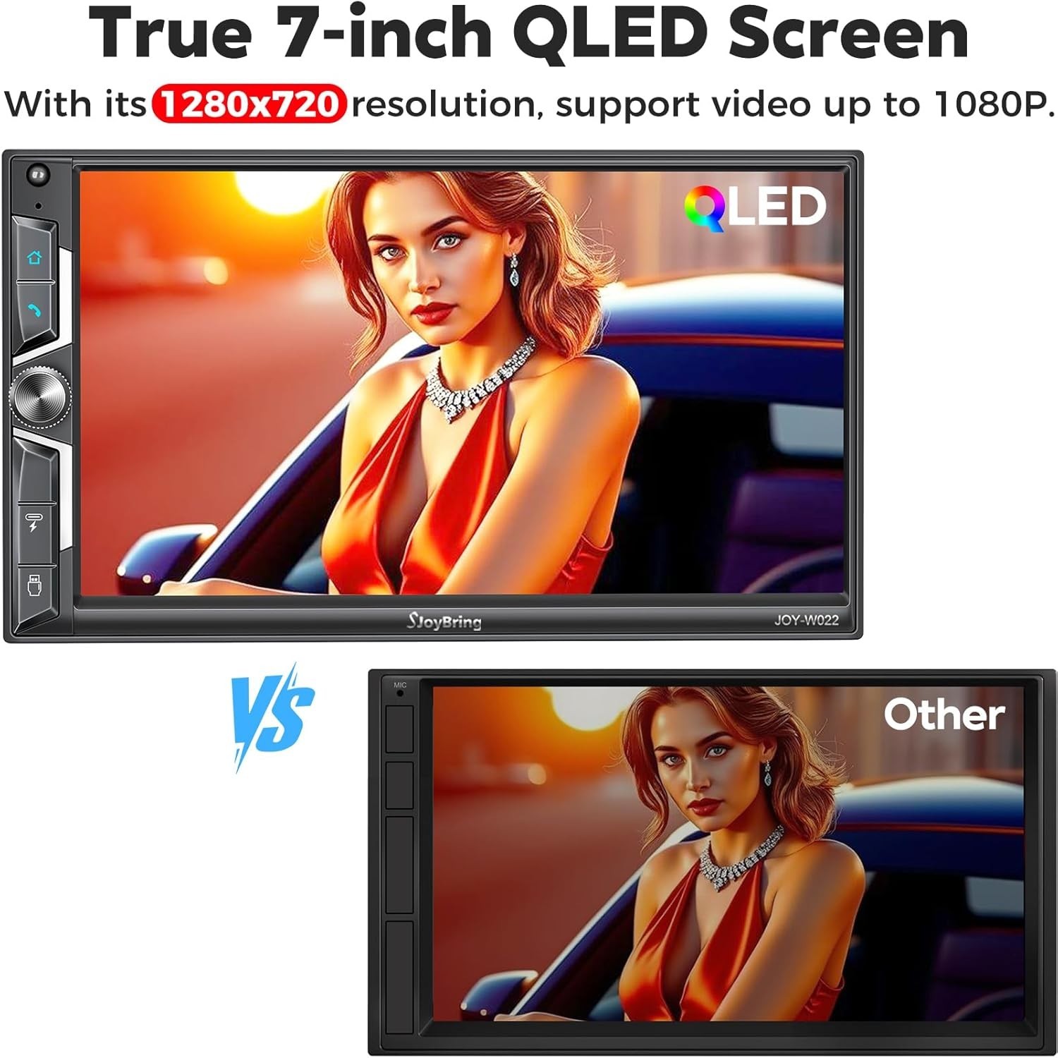 Double DIN 7″ QLED Wireless CarPlay Android Auto Car Stereo Radio