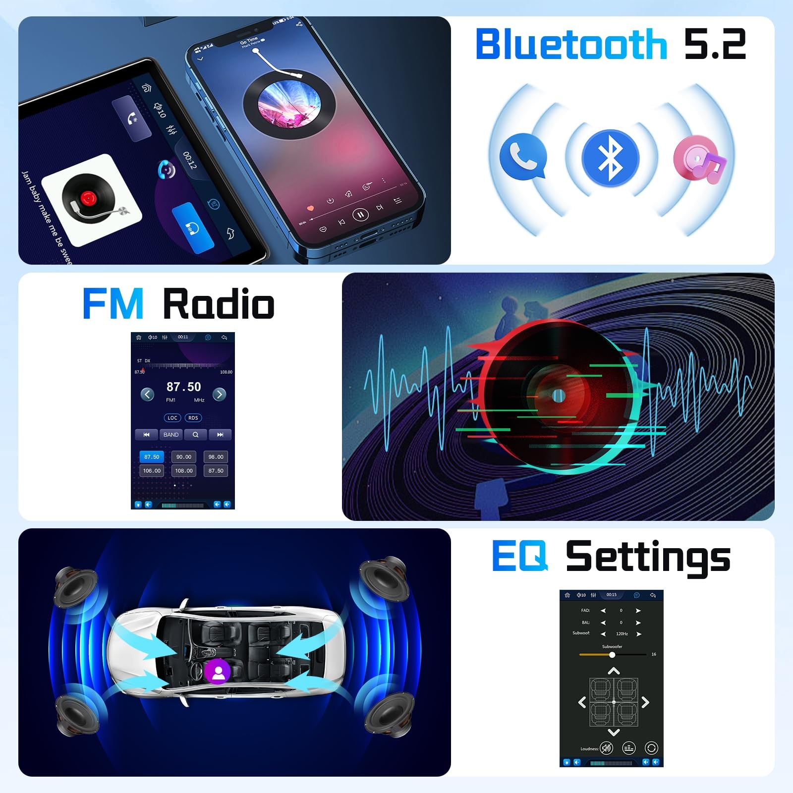 Single Din Car Stereo with Wireless Carplay/Android Auto,10.4″ Adjustable Tou…