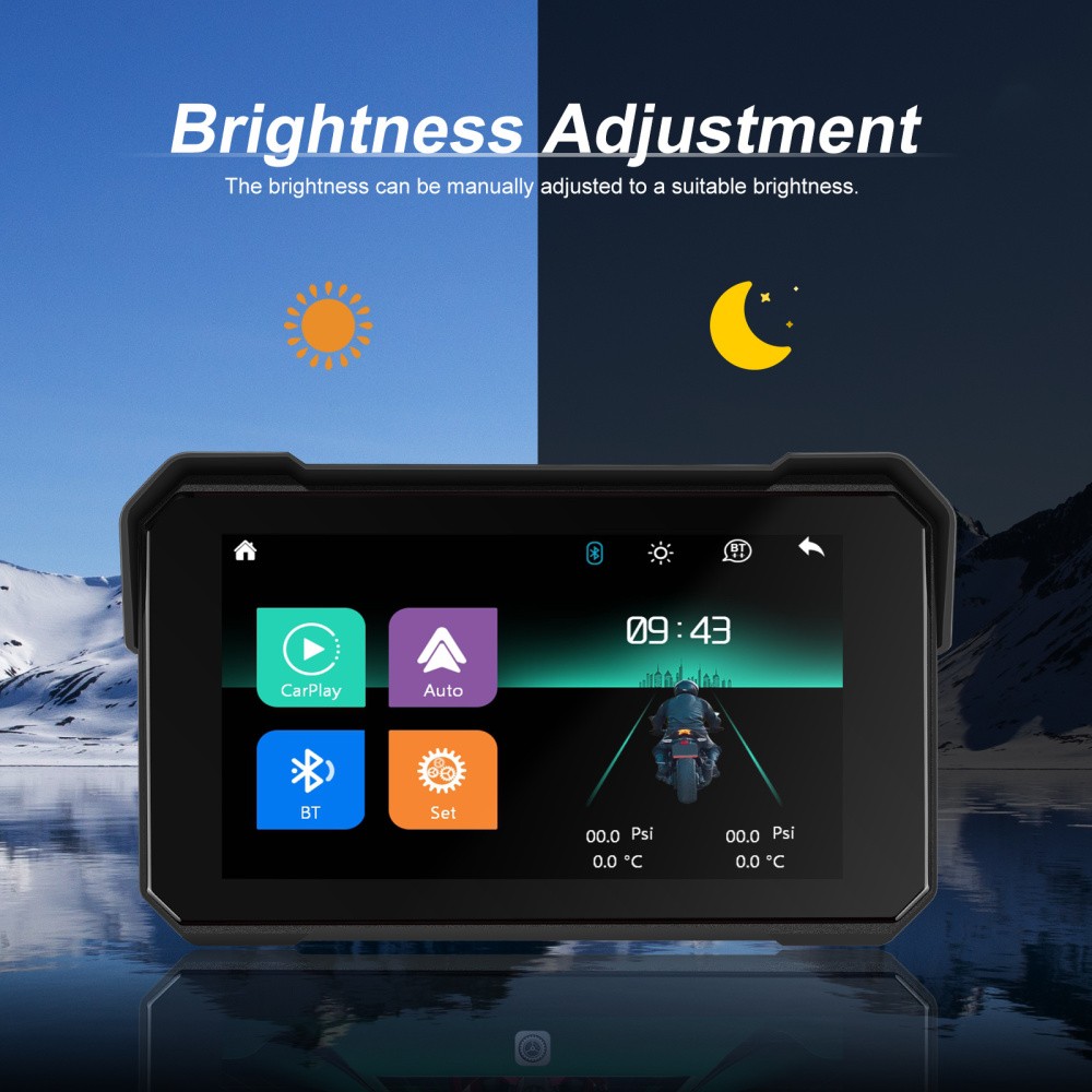 5″ Wireless CarPlay Android Auto Portable Screen Waterproof Motorcycle Navigator