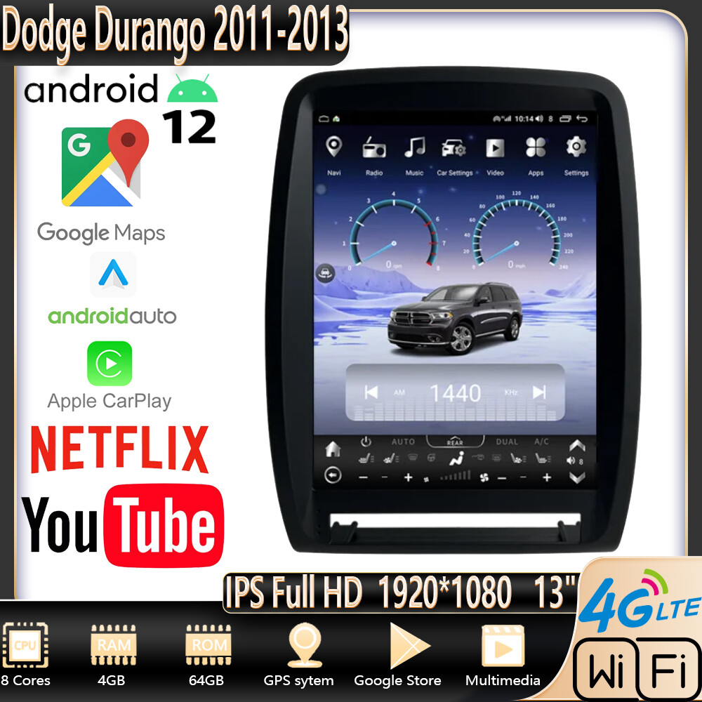 13″ Tesla Screen Android 12 Car Radio Stereo Gps For Dodge Durango 2011-2013