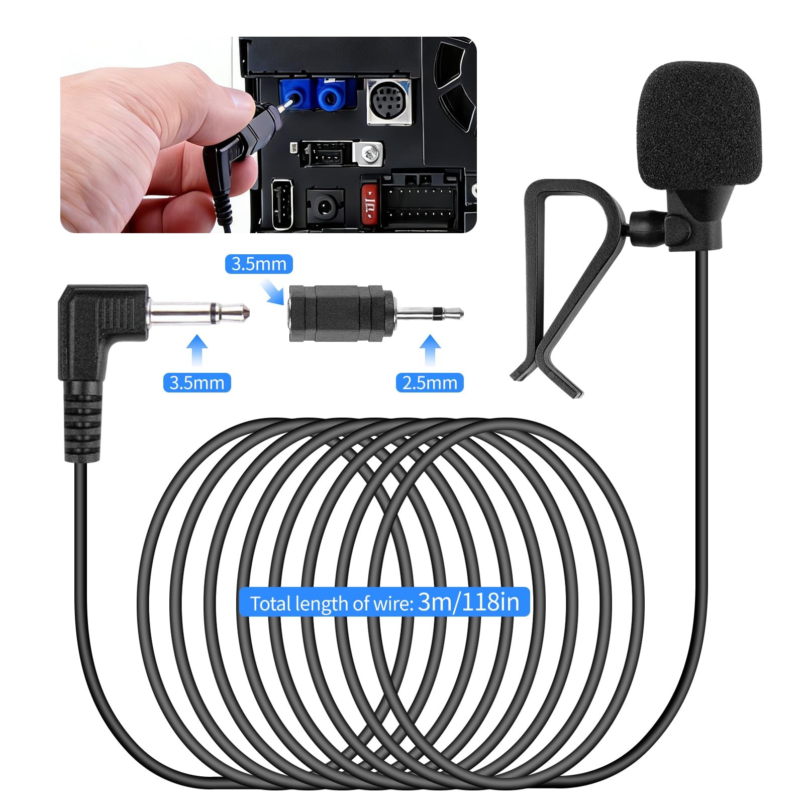 SolidSS 1 Set 3.5mm Plug Car Microphone,Handsfree Dash Stereo Receiver,…
