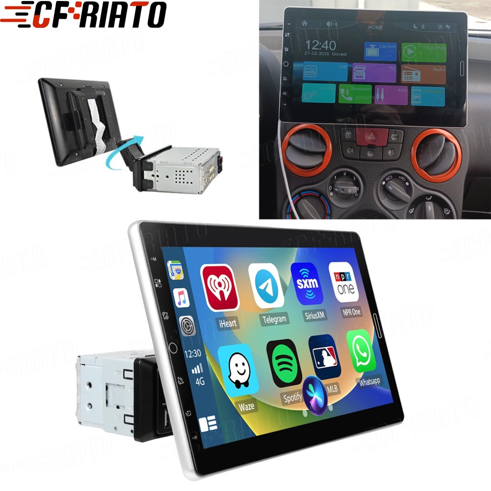 10.1″ 1 DIN Car Stereo Radio Apple Carplay Android Auto Bluetooth FM USB AUX