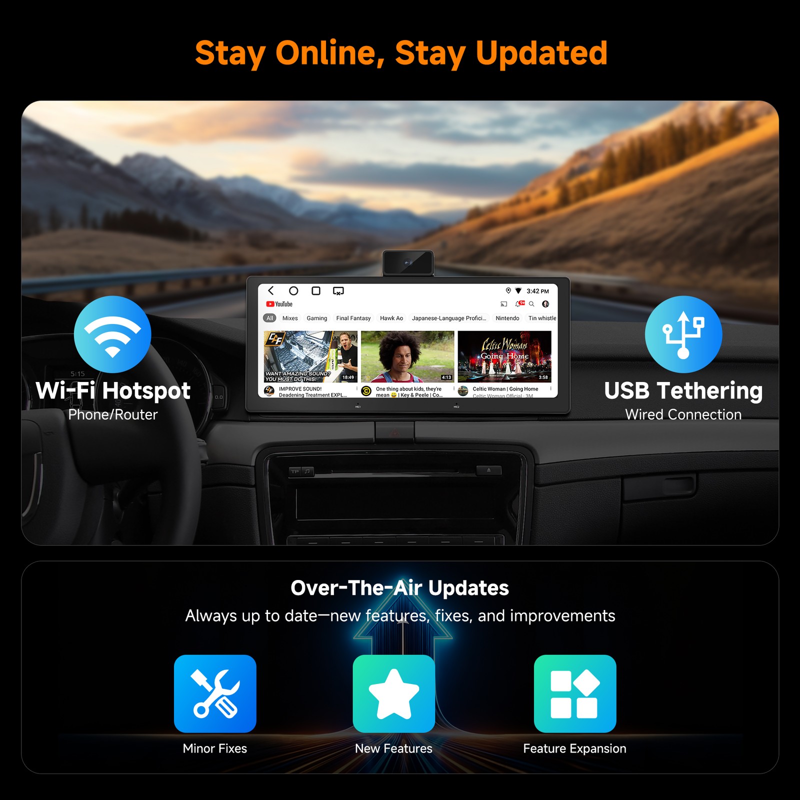 ATOTO P9 9″ Android Digital Media Receivers Portable Car Stereo w/ Dash Camera