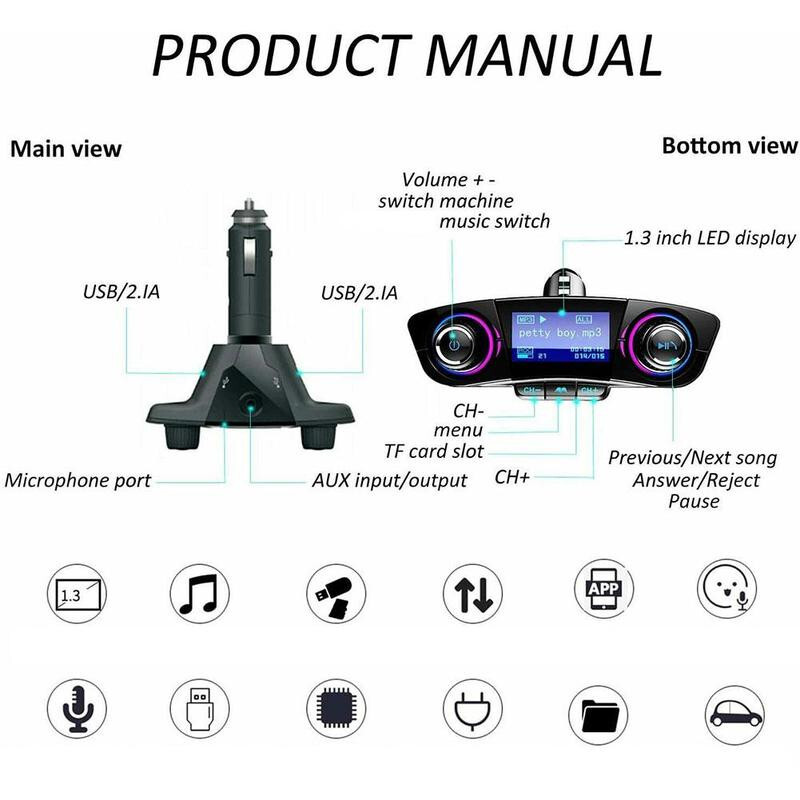 LED Screen Aux Modulator Bluetooth 4.0 Handsfree Car Kit Audio Radio MP3 Player
