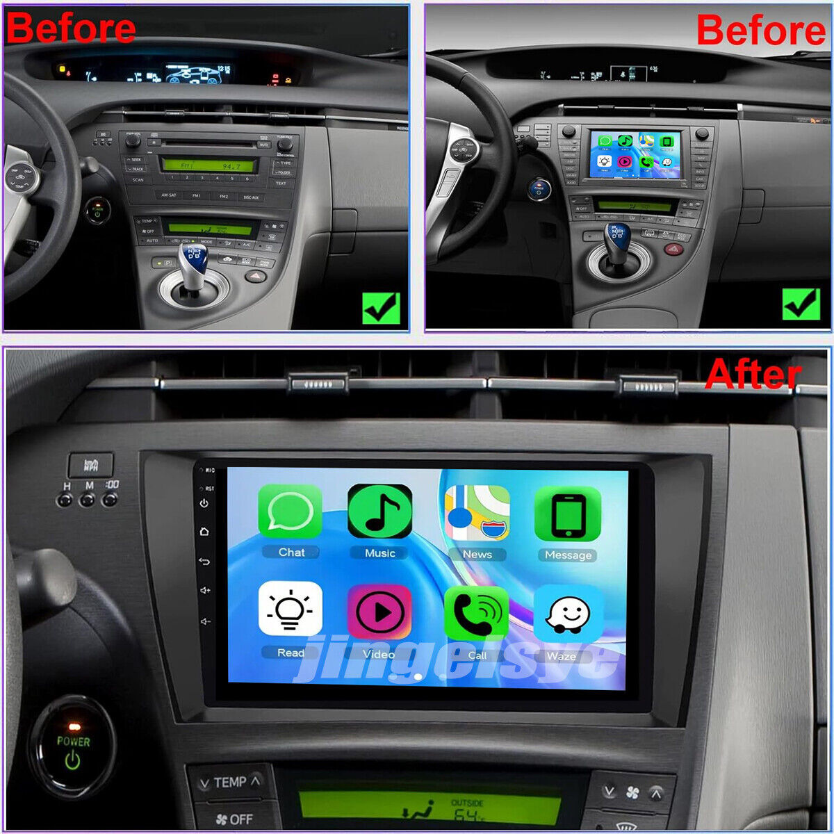 For Toyota Prius 2010-2015 Apple Carplay Car Stereo Radio Android 13 Navi GPS BT