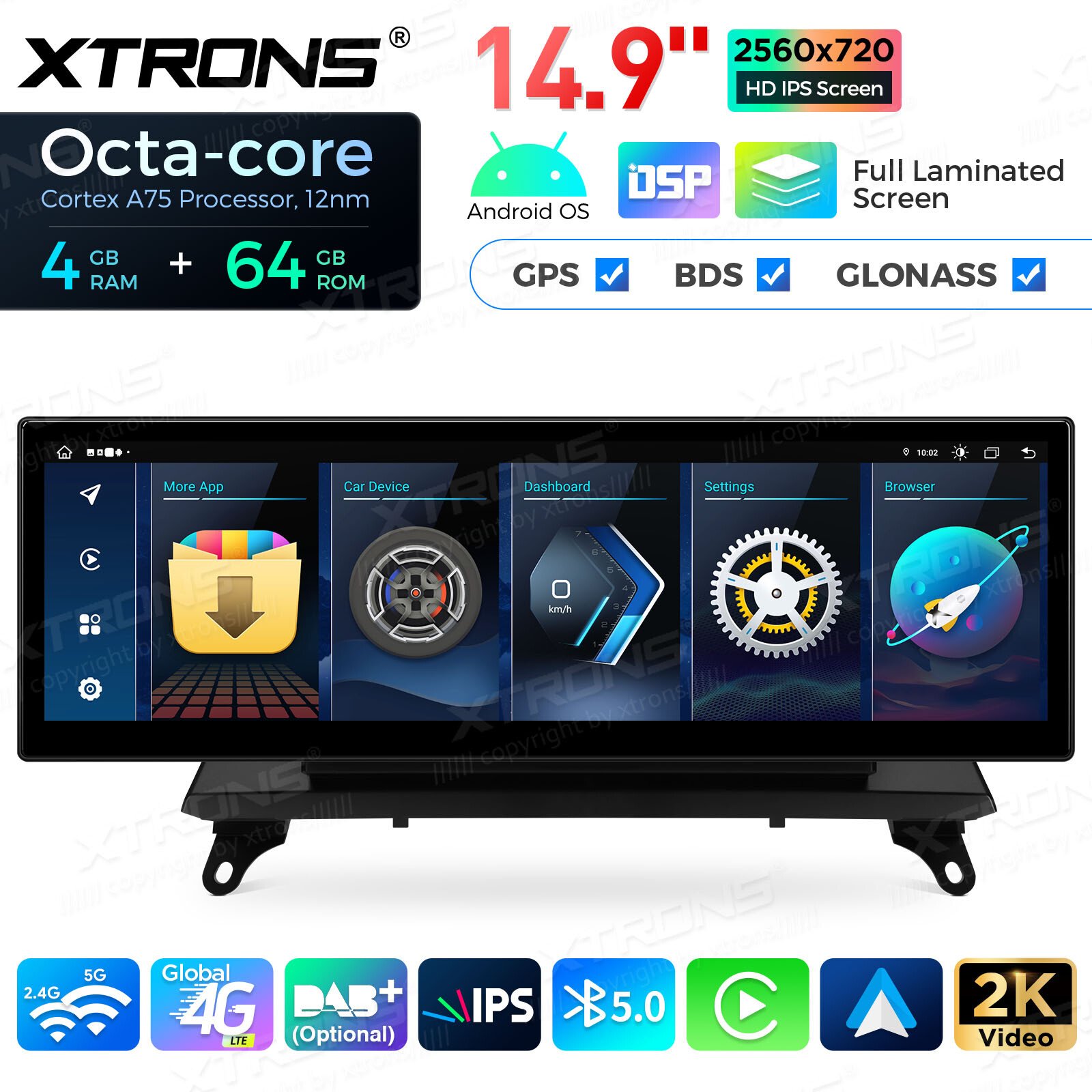 Android 14 Stereo for BMW X5 E70 X6 E71 14.9 inch Screen Wireless CarPlay 4G 64G