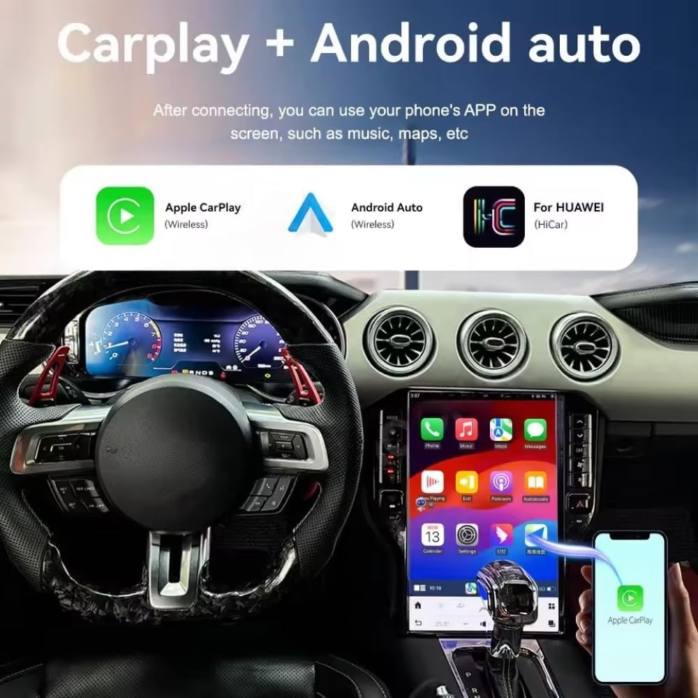 14.5″ 128GB Android Car Radio Stereo GPS Navi Carplay For Ford Mustang 2015-2021