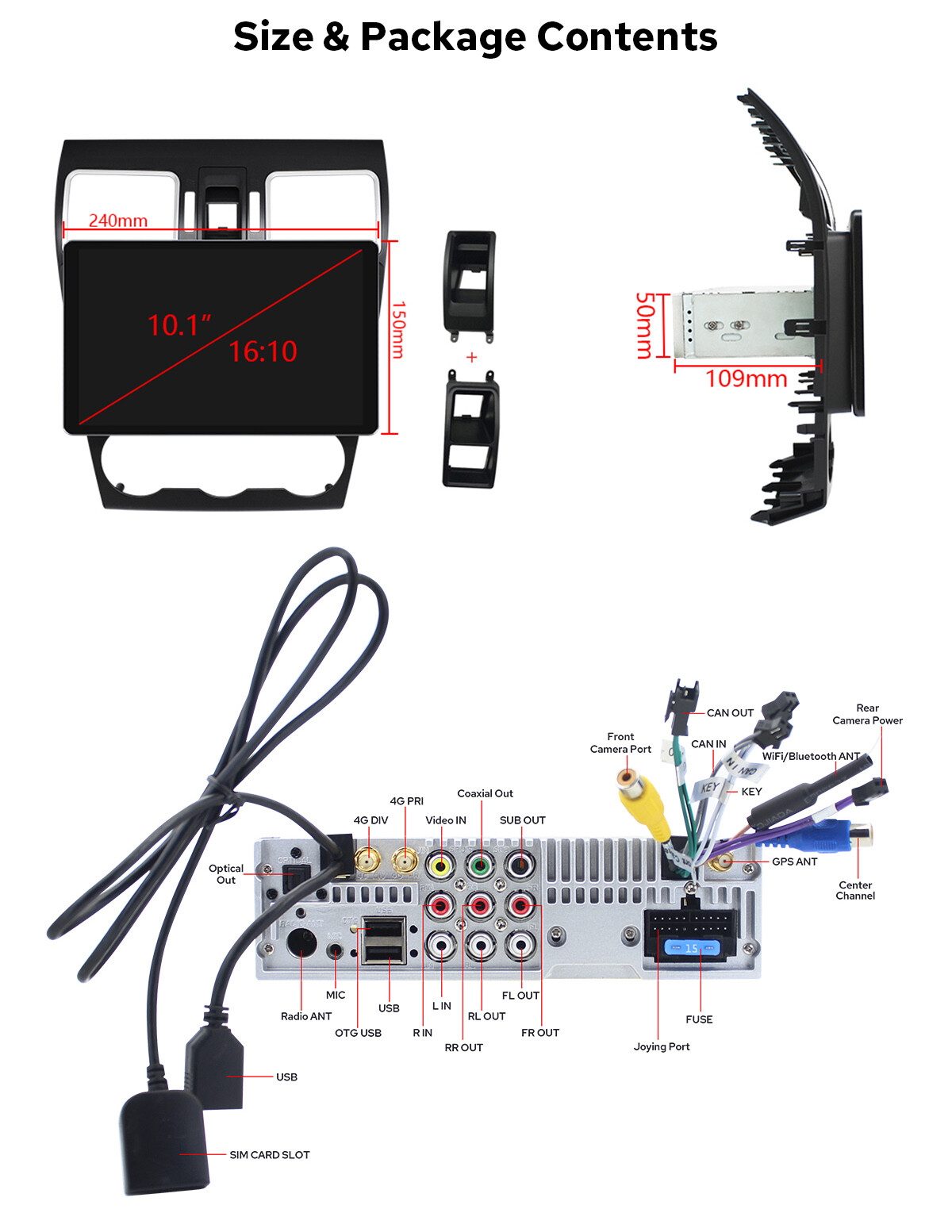 Plug&Play 10.1 Inch Android Radio For Subaru Forester Impreza WRX STi 2013-2018