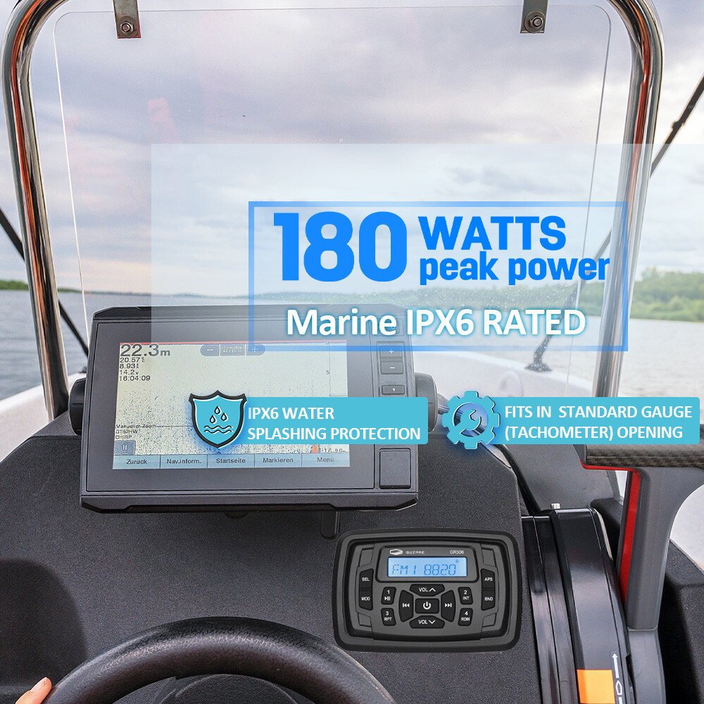 Marine Waterproof Radio Digital Media Audio Package w/ Bluetooth/AUX/USB