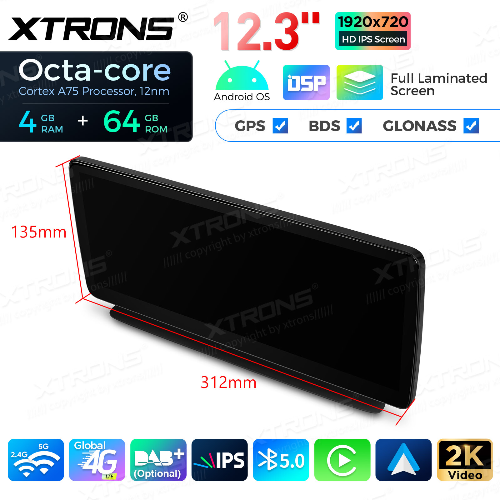 12.3″ Android 14 8-Core Car Play Stereo GPS 4G WiFi For Benz W218 C218 2014-2017
