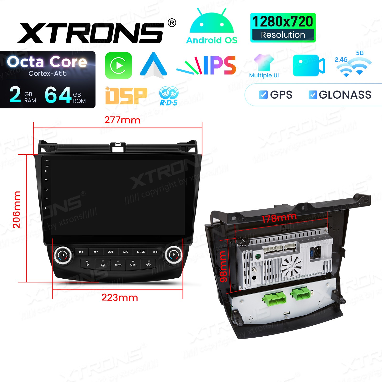 For Honda Accord 2003-2007 CarPlay Android 14 Car Stereo Radio GPS IPS WIFI 64G