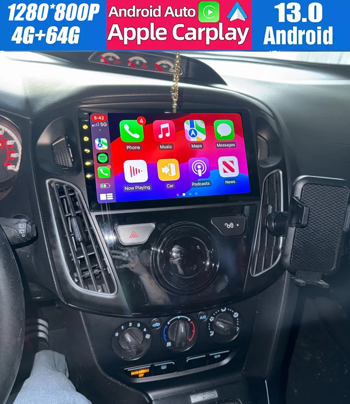4+64G For Ford Focus 2012-2018 Android13 Apple Carplay Car Stereo Radio GPS Navi