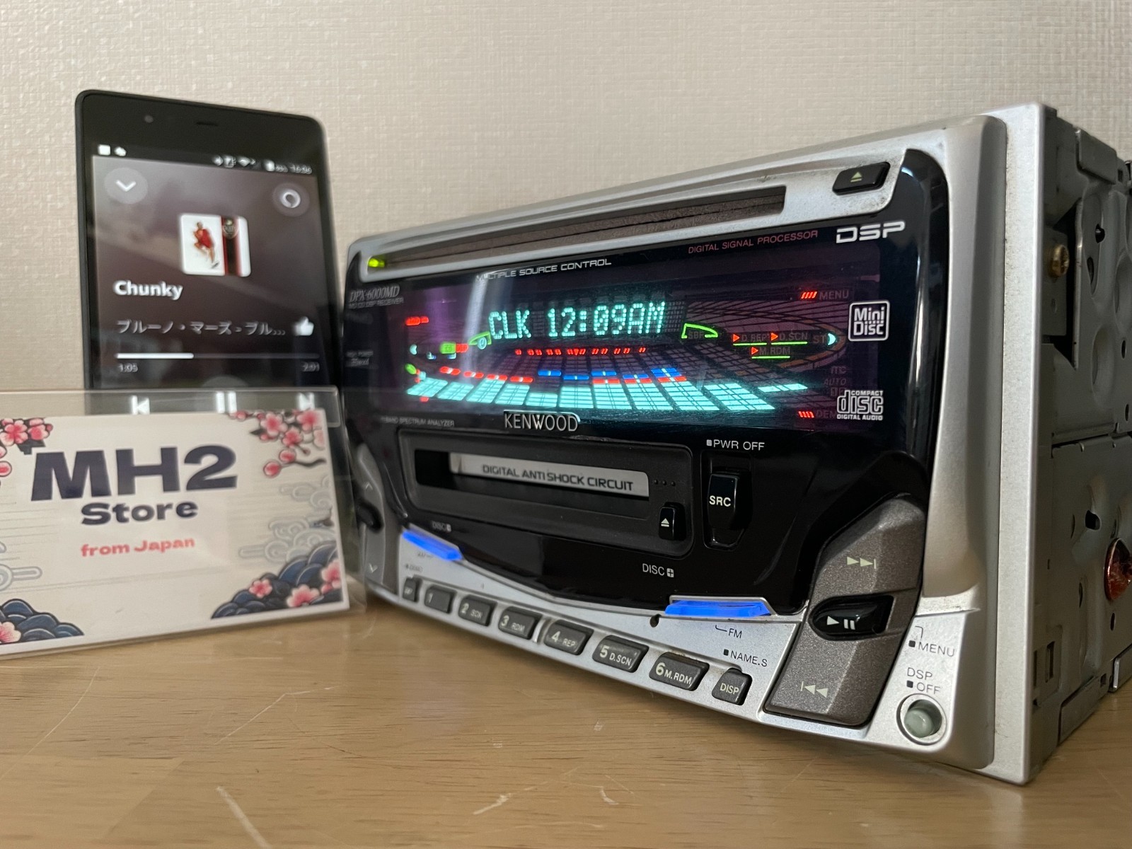 Kenwood DPX-6000MD 2DIN Car Audio CD MD Bluetooth Player Tested Working