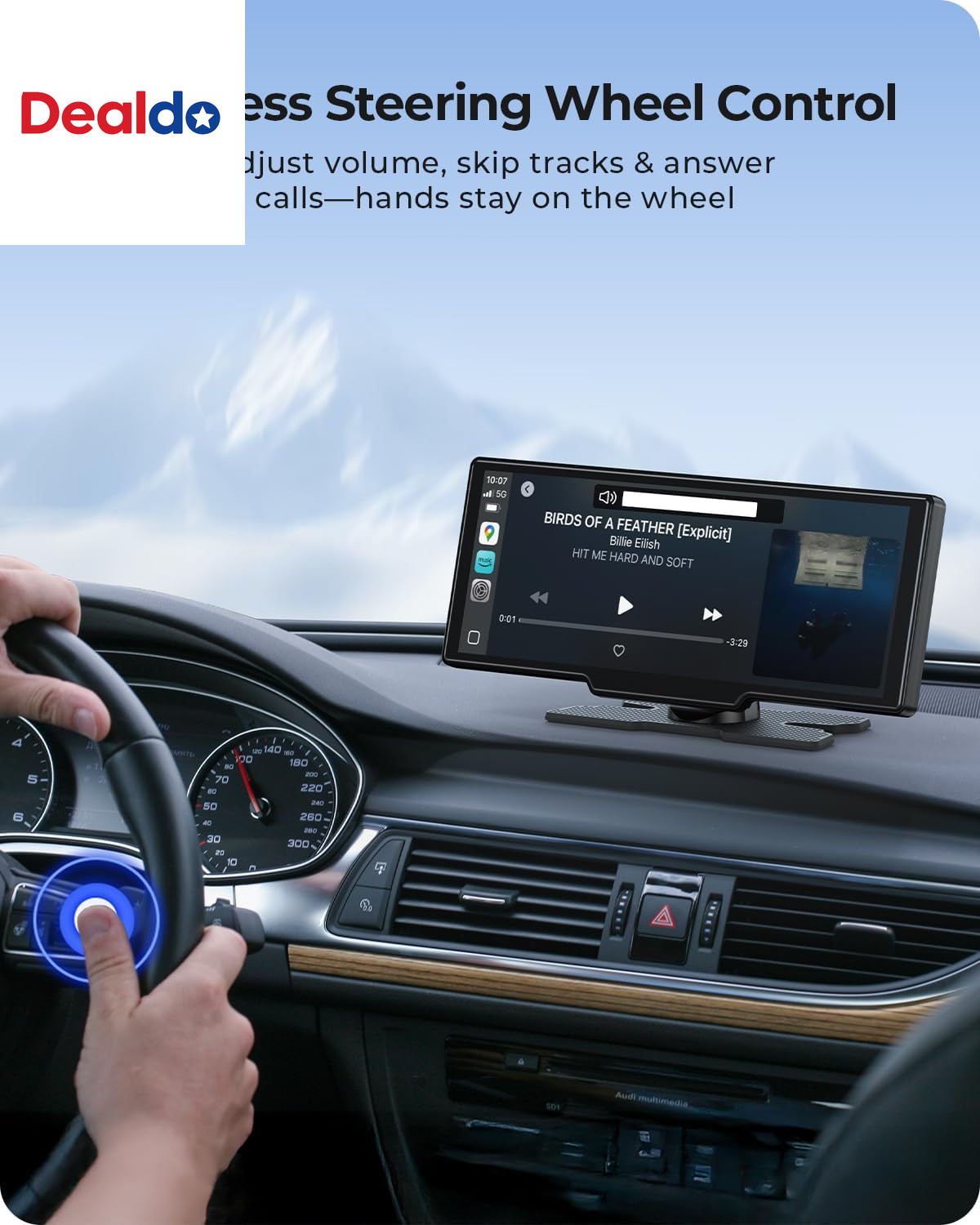 9.26″ Carplay Screen with 4K Dash Cam & HD Backup Camera, Wireless Portable Car