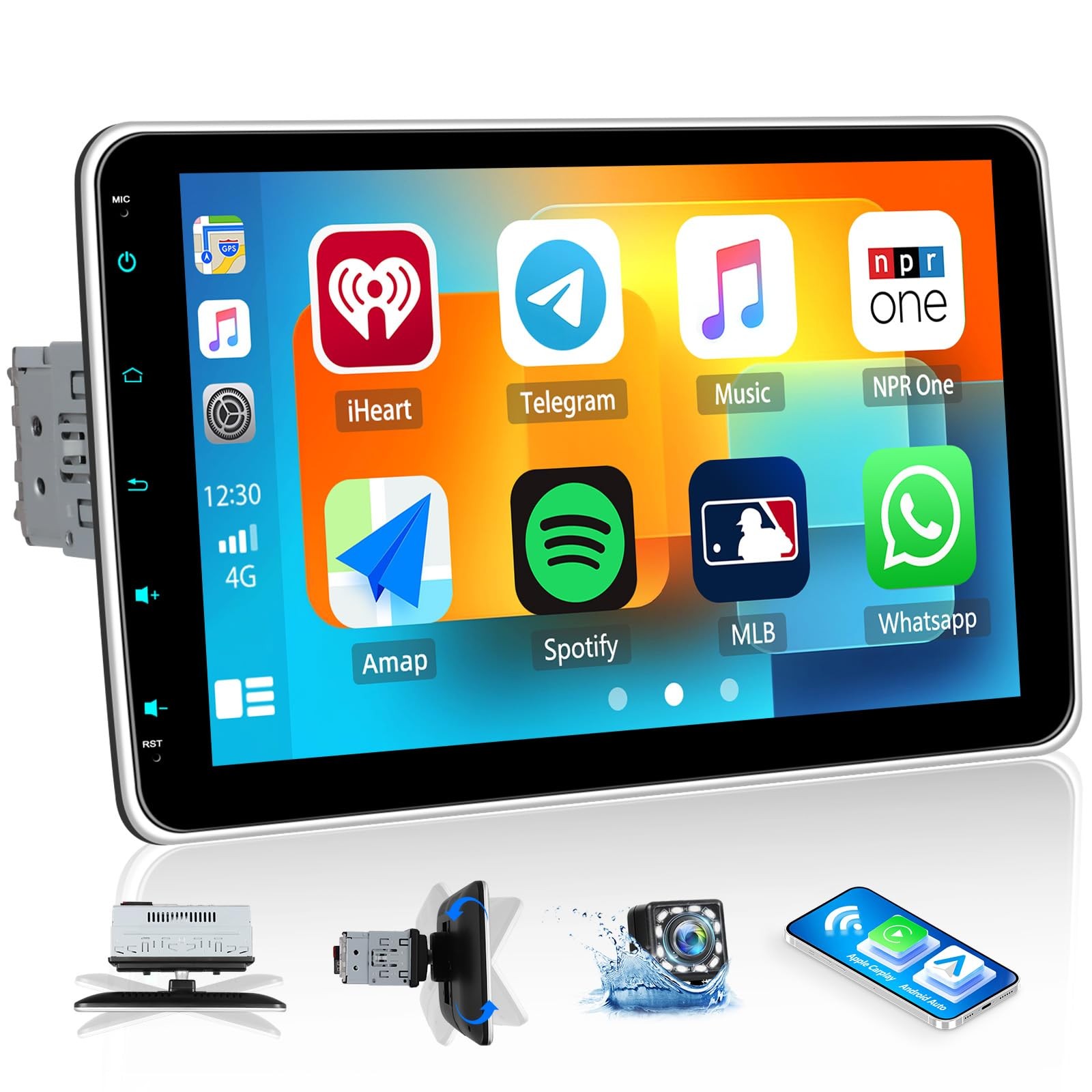 Single Din Car Stereo with Wireless Carplay Android Auto,10.1 Inch Detachable…