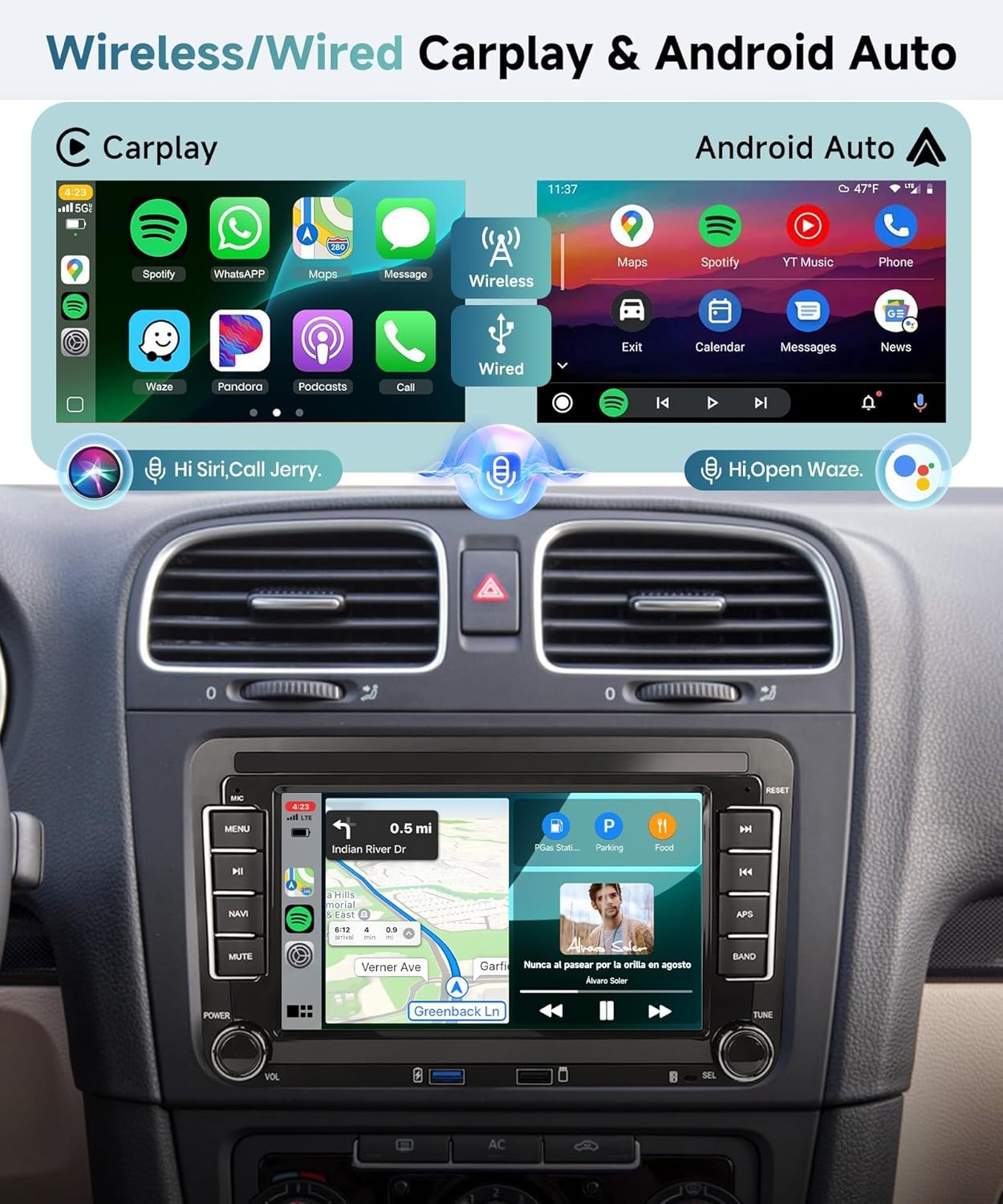 VW Golf 5 6 Passat Jetta Caddy EOS T5 Tiguan Touran Radio 2+64G Carplay/Android