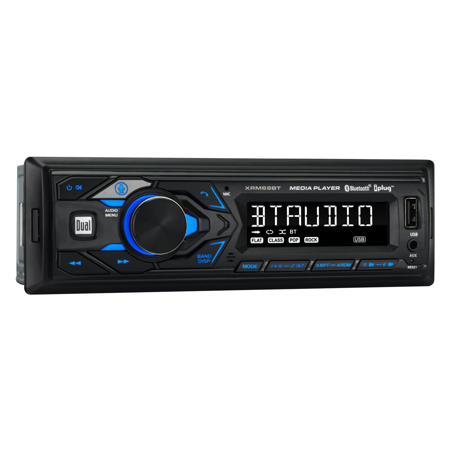 Dual Electronics XRM69BT 7-Character LCD Single DIN Car Stereo | Bluetooth Ha…