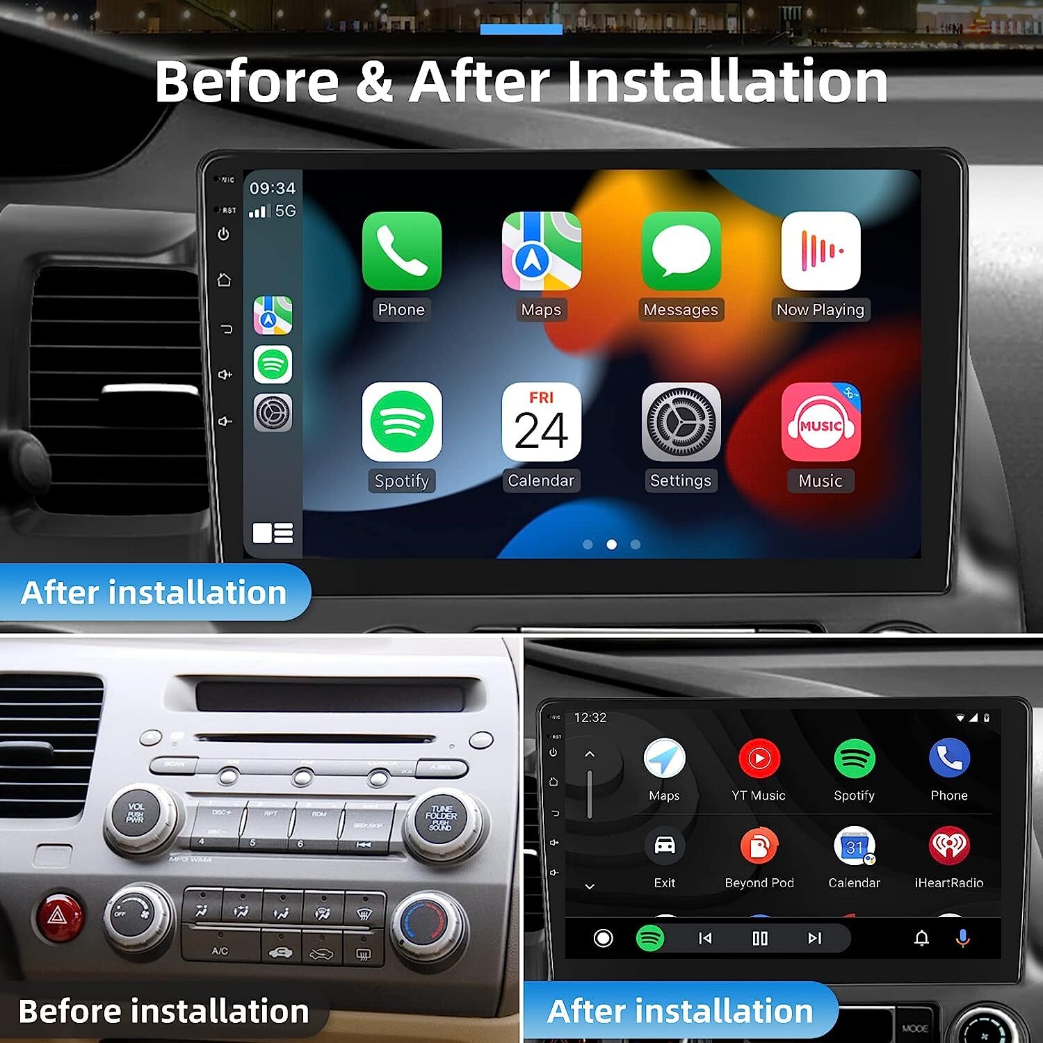 Android 12.0 Car Stereo Radio For Honda Civic 2006-2011 Navi GPS WiFi FM RDS BT