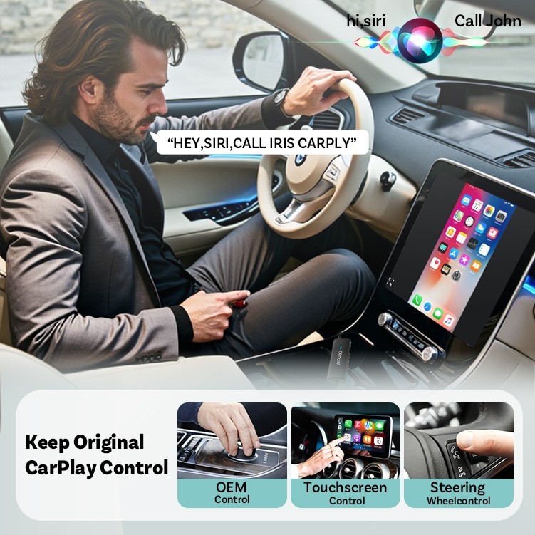 Ottocast Wireless CarPlay Adapter iPhone Android Auto Mirror Touch Plug & Play