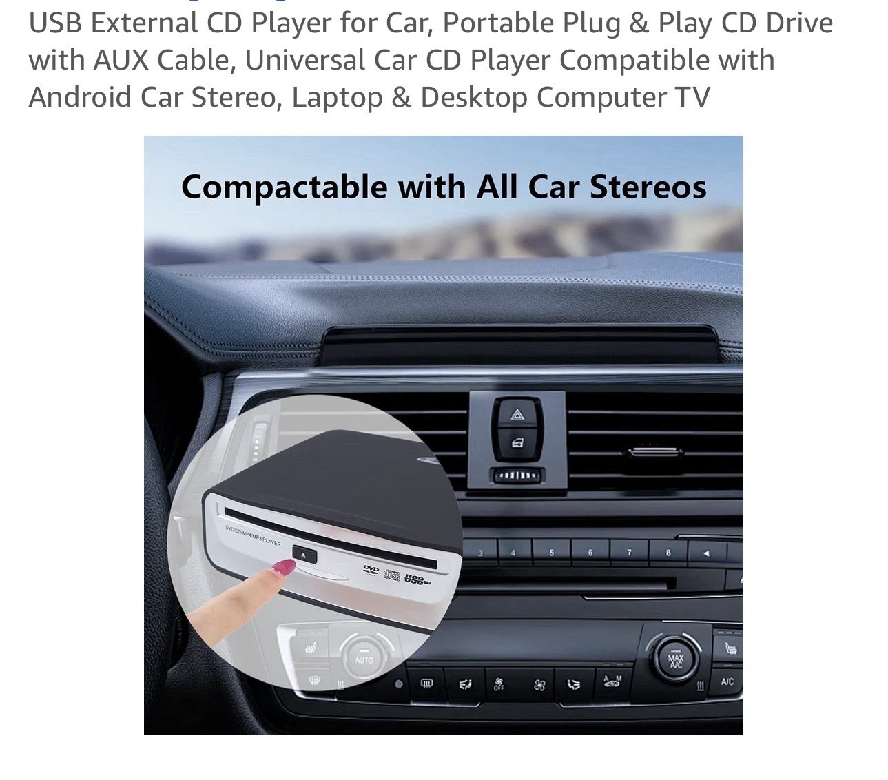Universal External Car CD Player Machine USB CD Player for Car