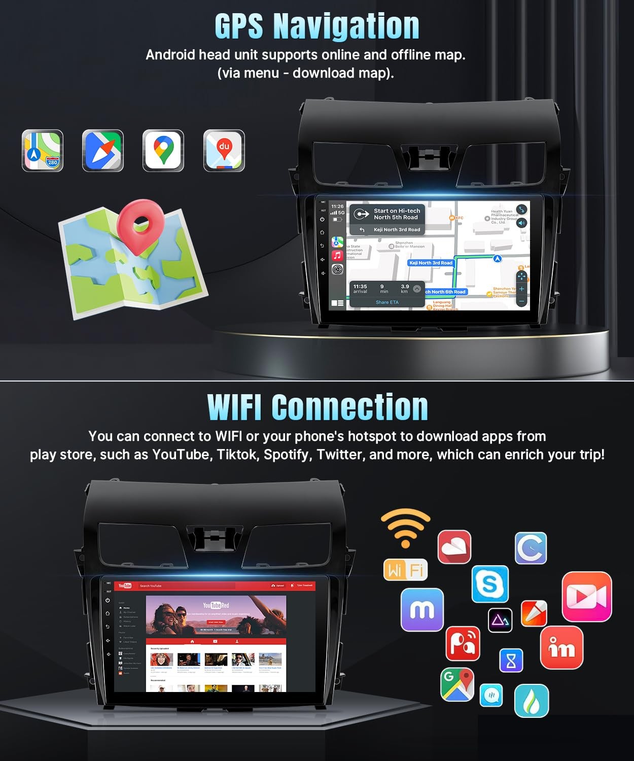 10.1″ Android Car Radio with Wireless CarPlay for 2013-2015 Nissan Altima