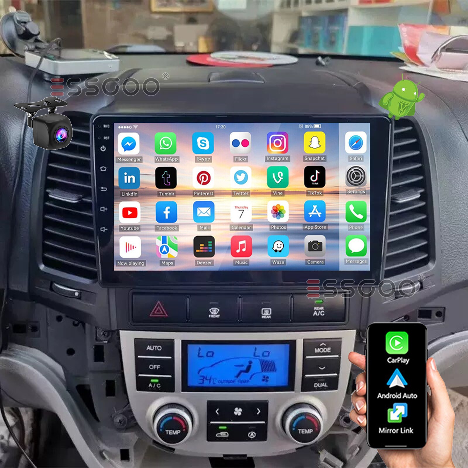 Apple Carplay For Hyundai Santa Fe 2 2006-2012 Android 32GB Car Radio Stereo GPS