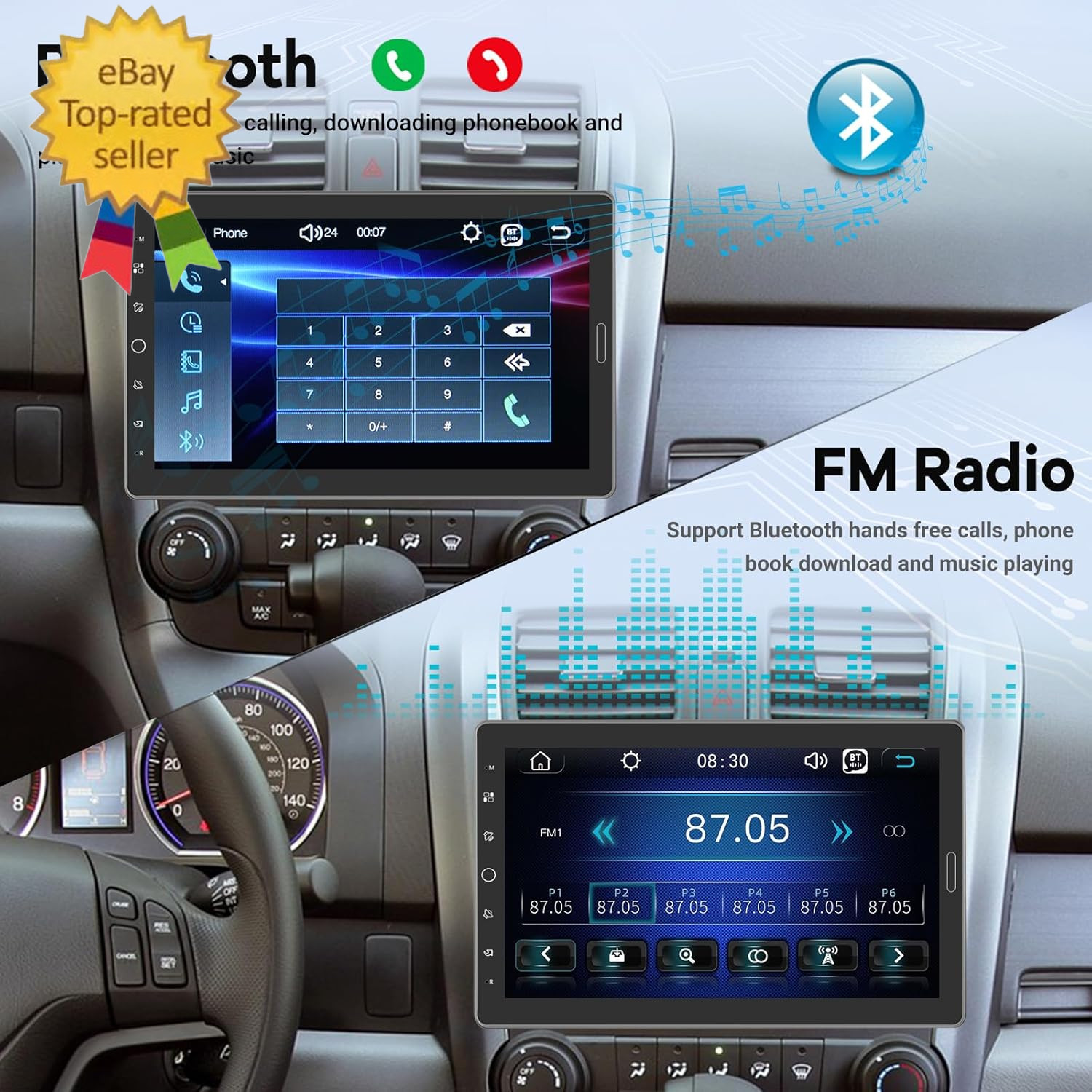 10.1 Inch Single Din Car Stereo with Carplay and Android Auto, 10 Inch Touch Scr