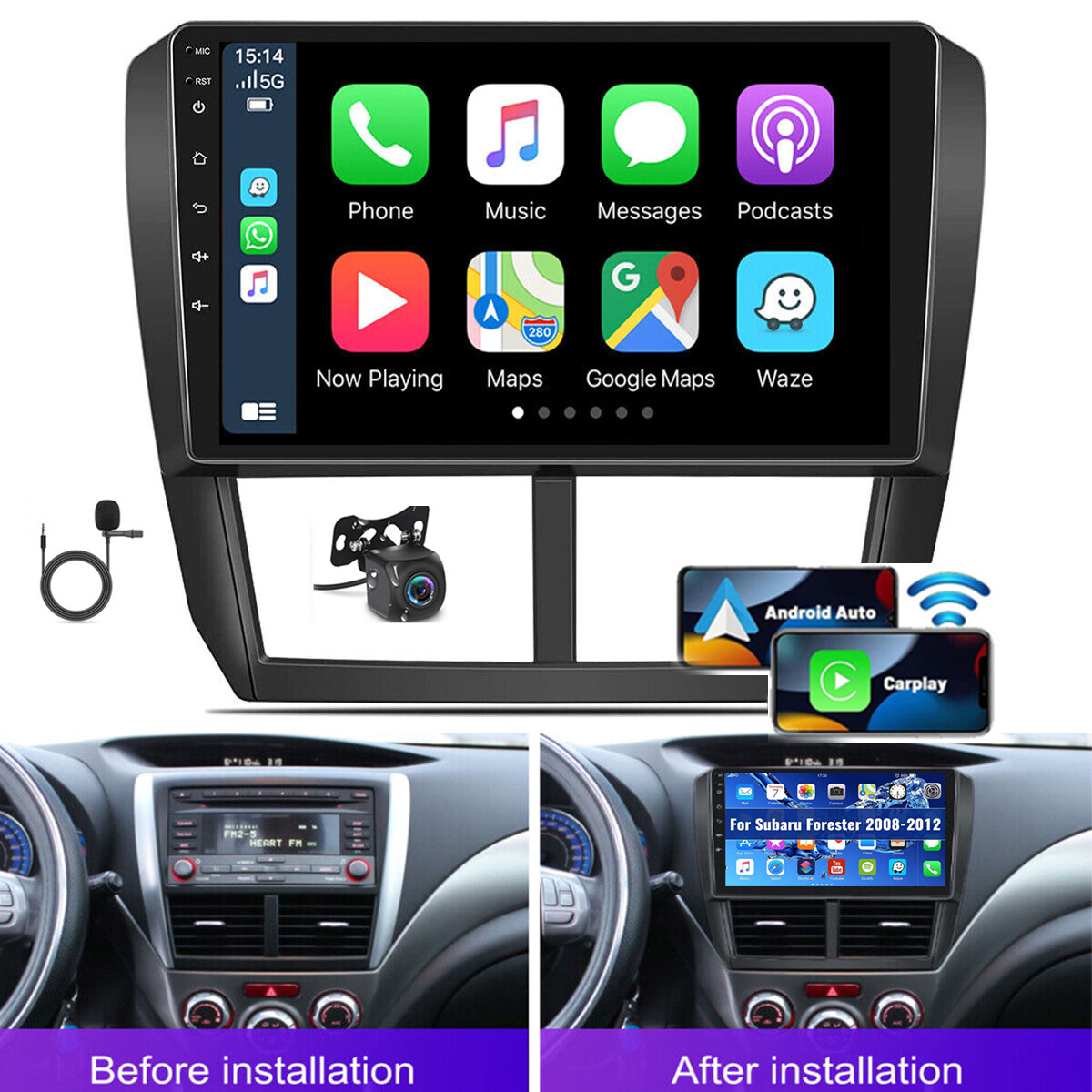For Subaru Forester Impreza WRX 2008-2012 CarPlay Radio Android12 Car Stereo GPS