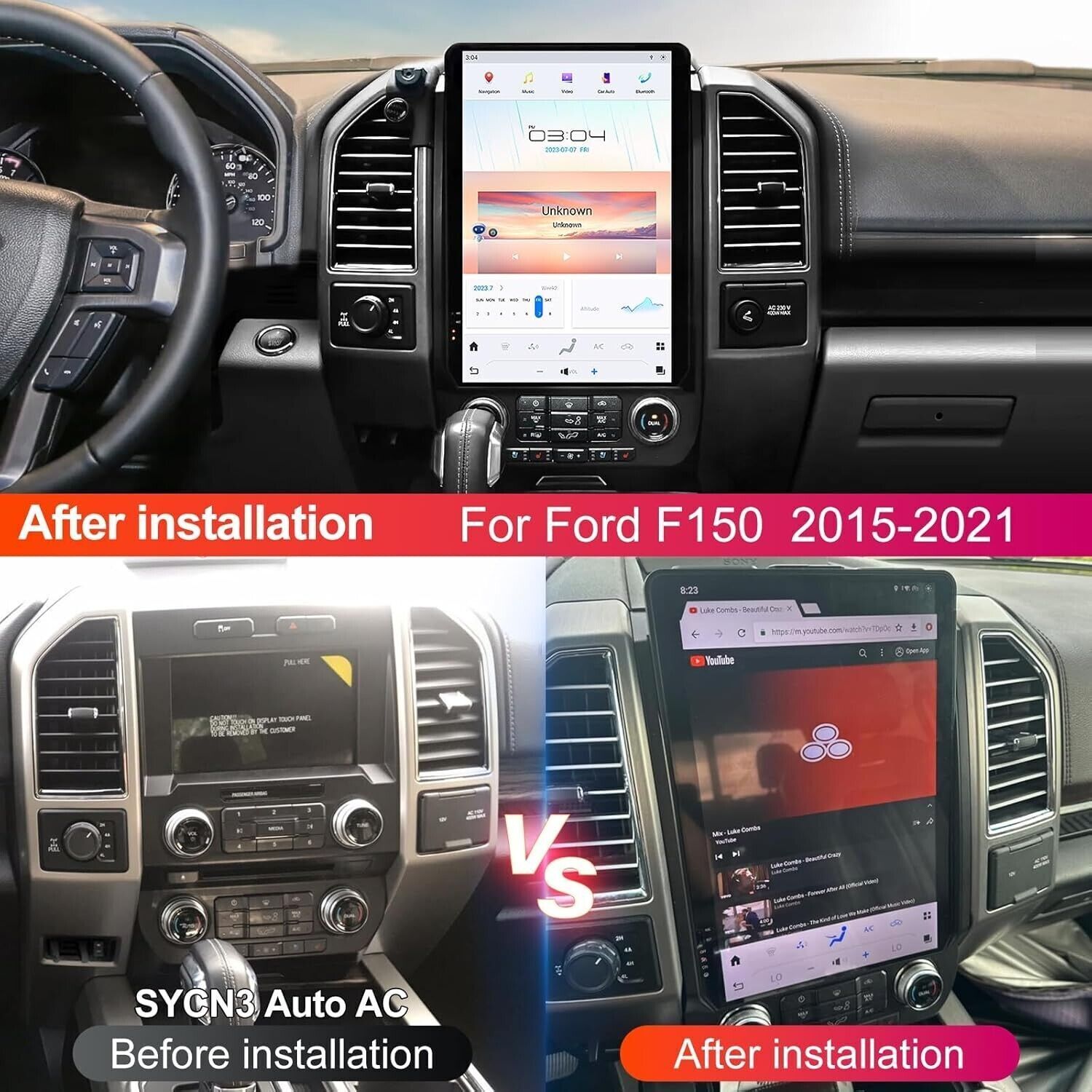 14.4″HD Car Radio GPS Navigation Android Carplay 8+128GB For Ford F150 2015-2021