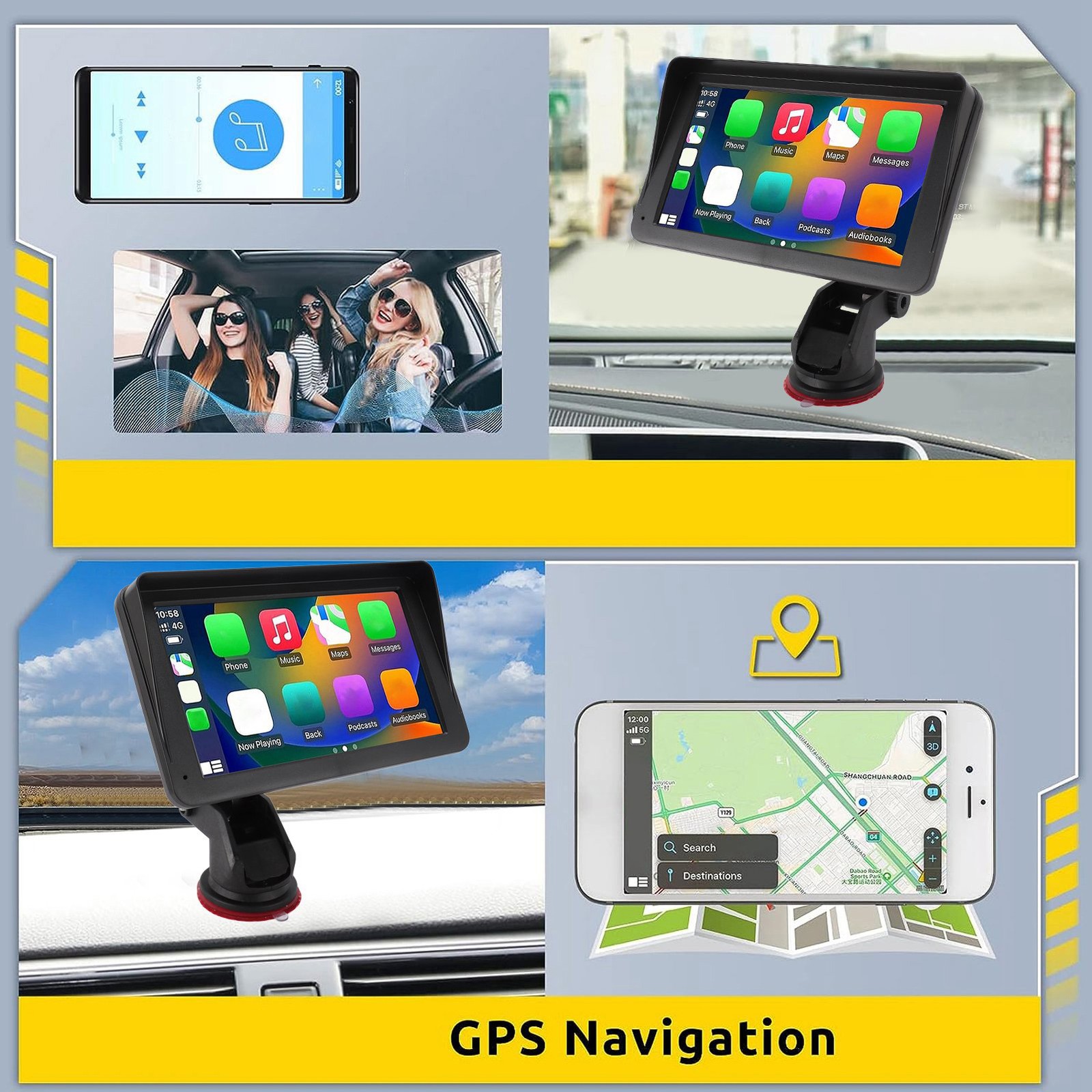 Car Stereo 7 Inch HD Touch Screen Portable Car Stereo For Mirror Link With Voice