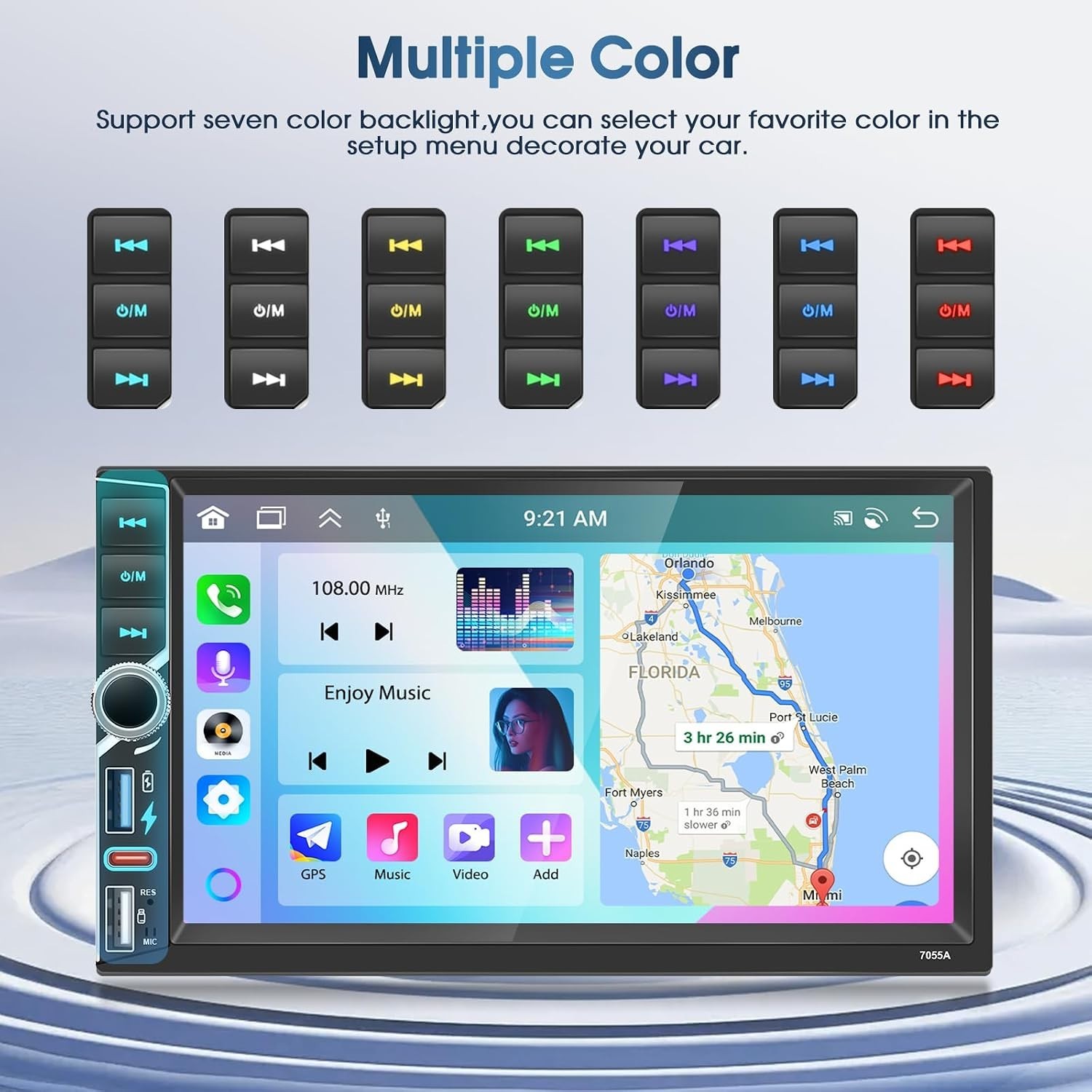 7 Inch 8 Core [4+64G] Double Din Car Stereo Radio Touch Screen Bluetooth Audi…